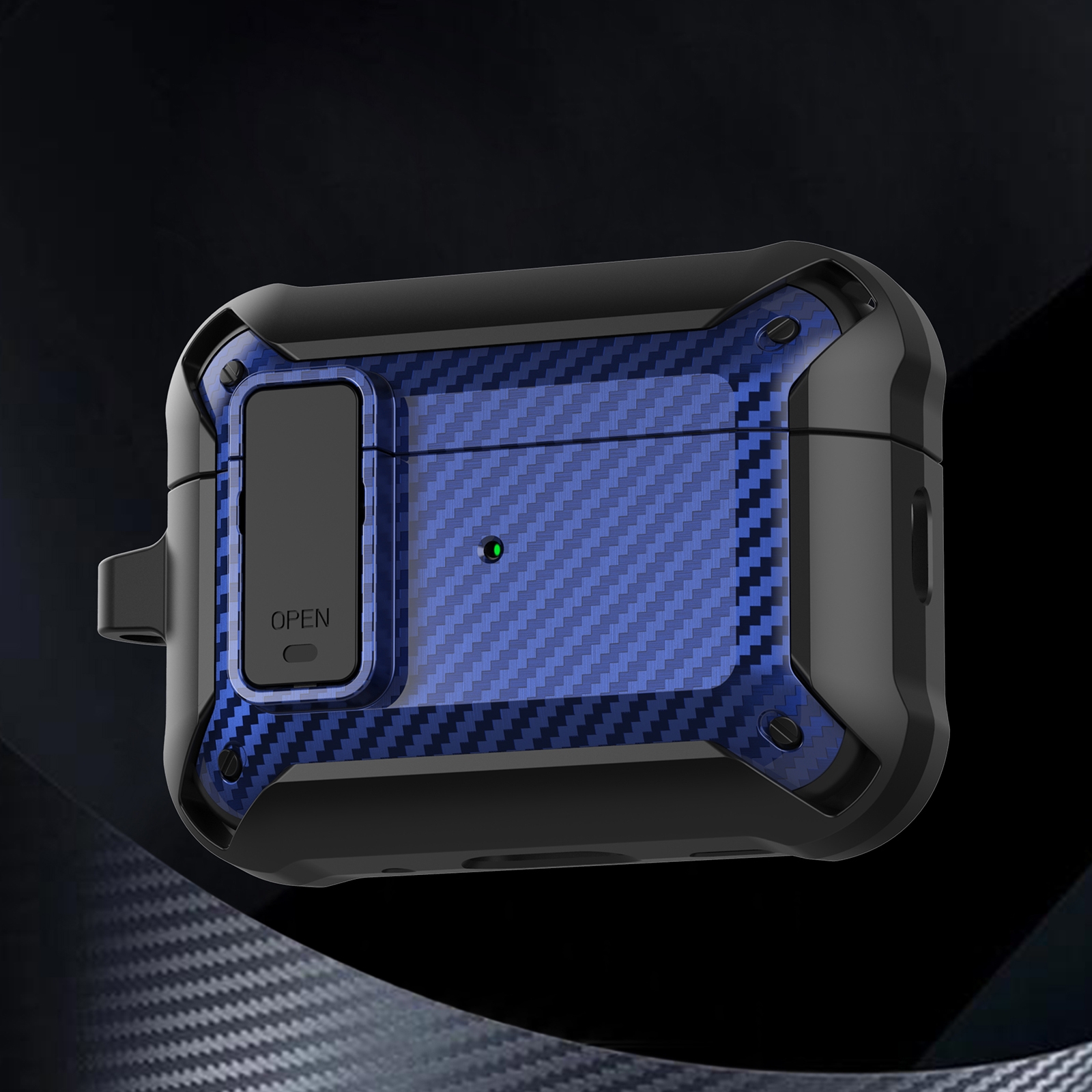 For AirPods Pro 2 Bumblebee Carbon Fiber Earphone Protective Case(Black Blue) - Shopkiz.com