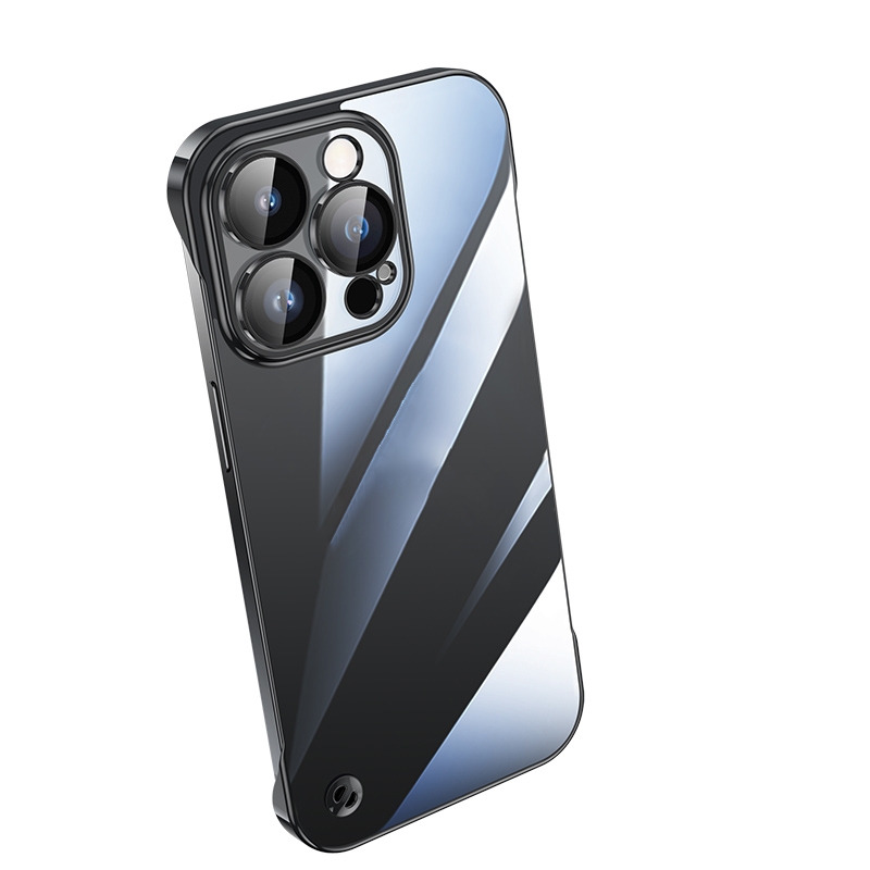 For iPhone 14 Pro Electroplating Frameless Clear PC Phone Case(Black) - Shopkiz.com