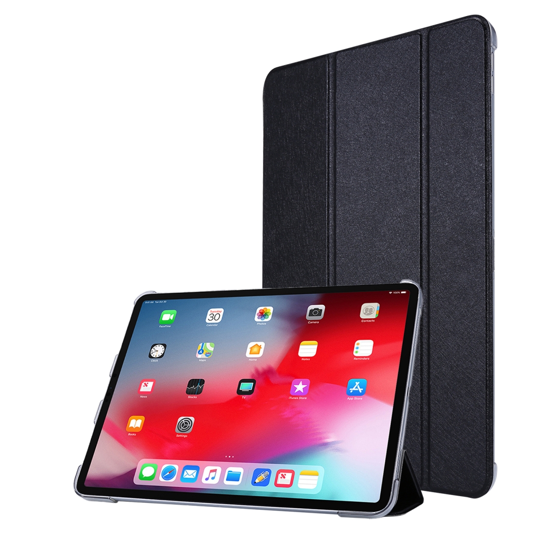 For iPad Pro 11(2020) TPU Silk Texture Three-fold Horizontal Flip Leather Tablet Case with Holder(Black) - Shopkiz.com