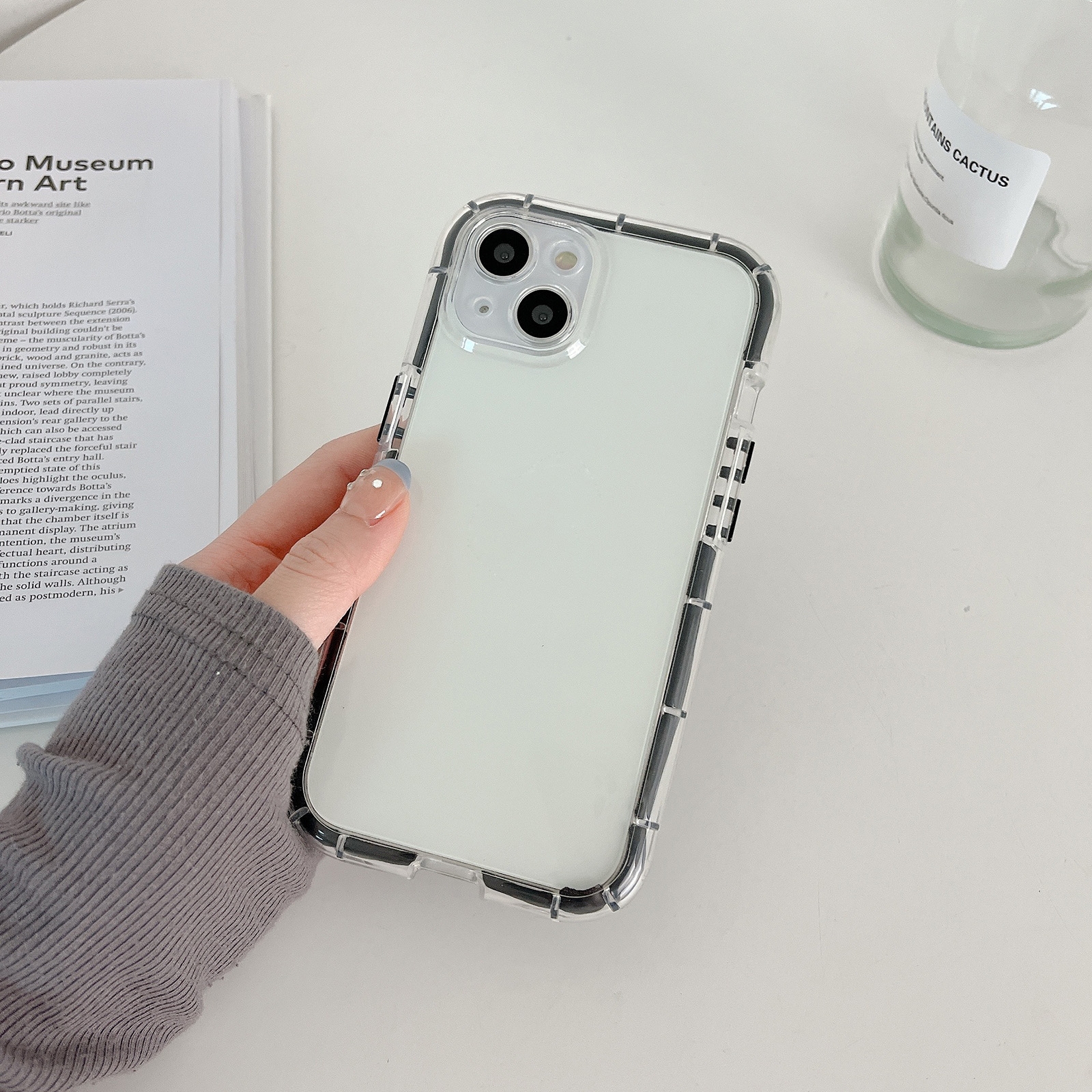 For iPhone 14 Plus Luminous TPU Phone Case(Transparent Black) - Shopkiz.com