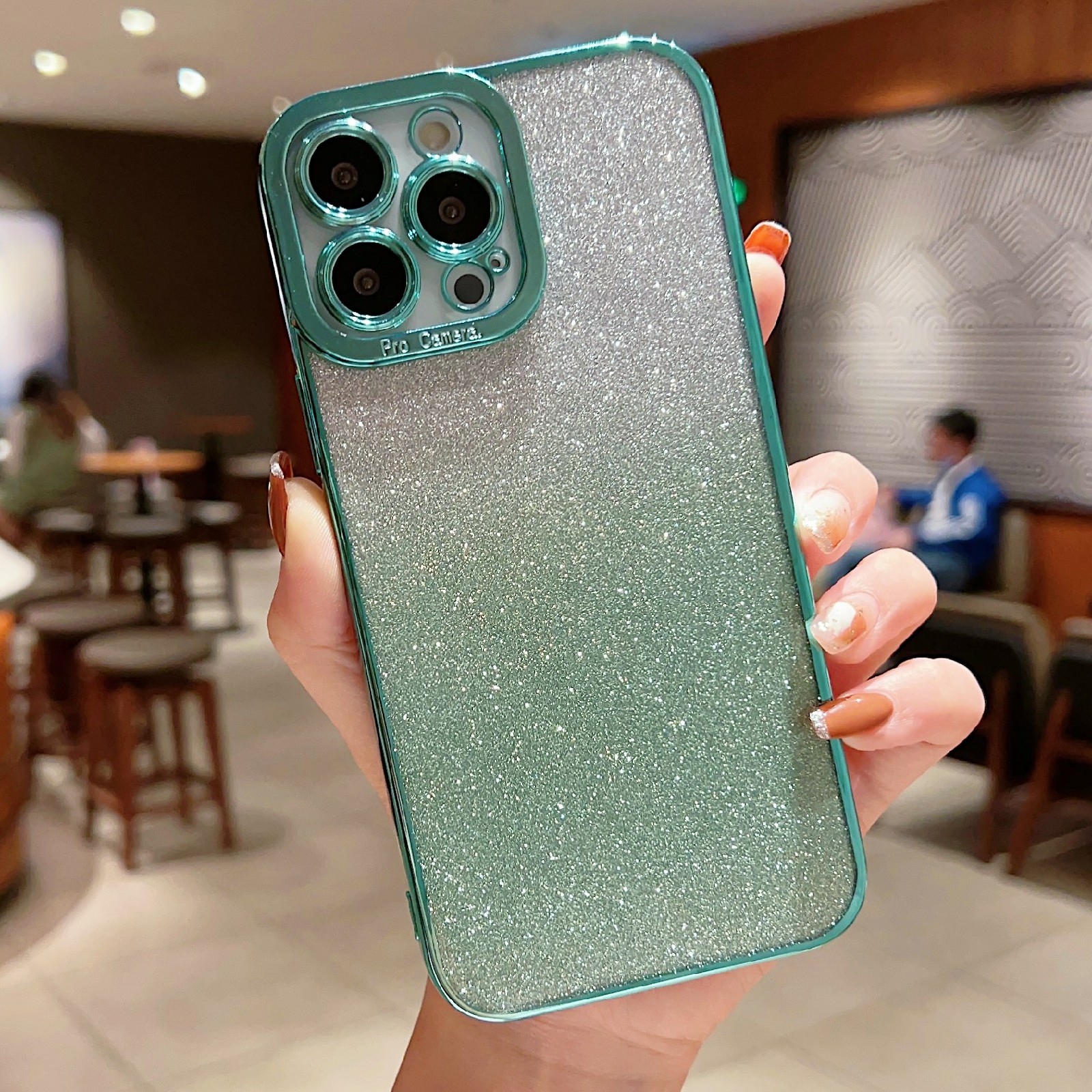 For iPhone 12 mini High Transparent Gradient Color Glitter TPU Phone Case(Light Green) - Shopkiz.com