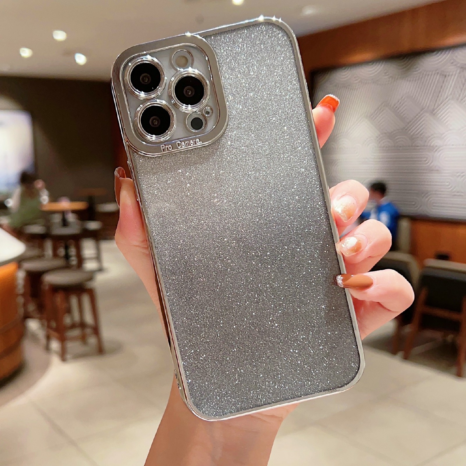 For iPhone 12 Pro Max High Transparent Gradient Color Glitter TPU Phone Case(Silver) - Shopkiz.com