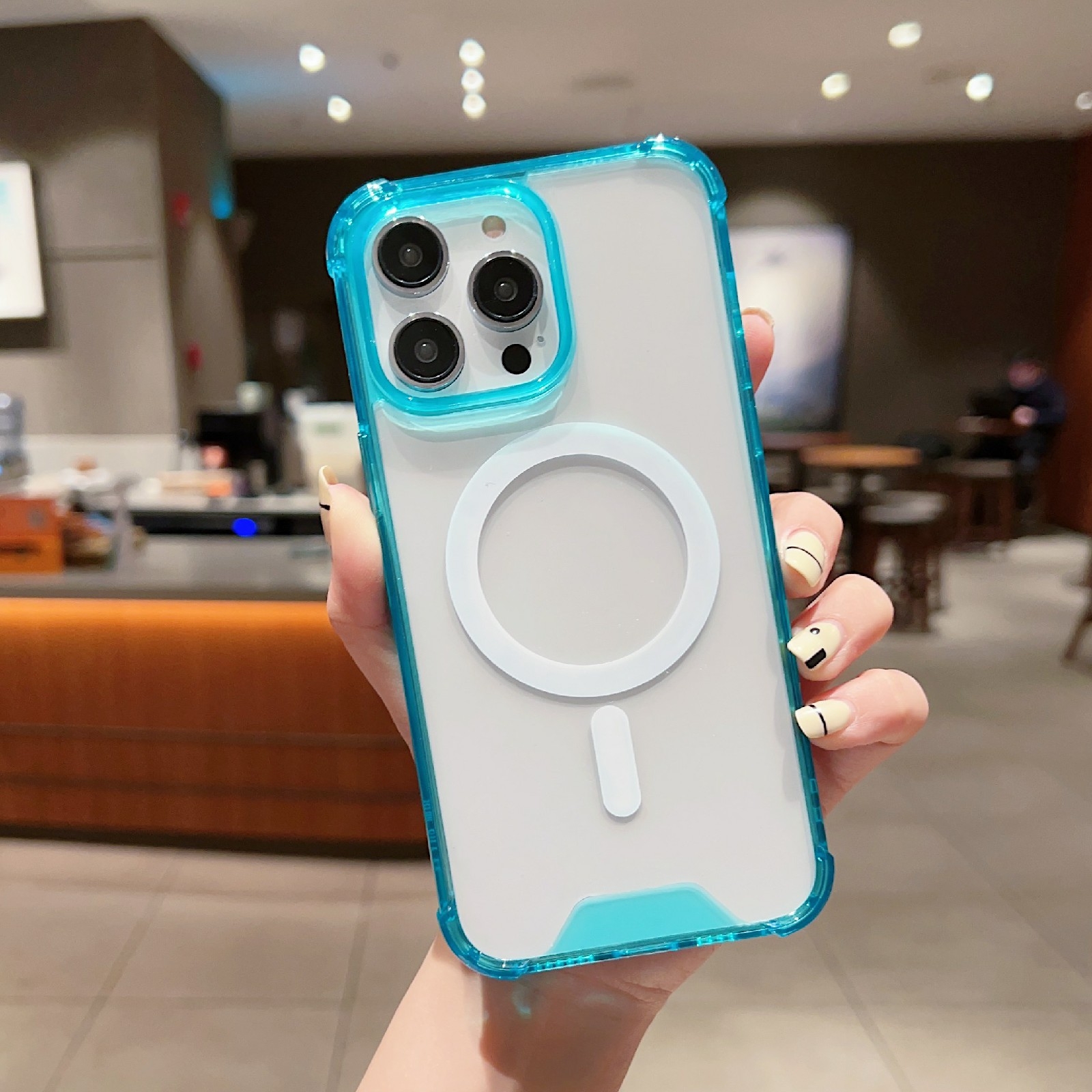 For iPhone 13 High Transparent Acrylic MagSafe Shockproof Phone Case(Green) - Shopkiz.com