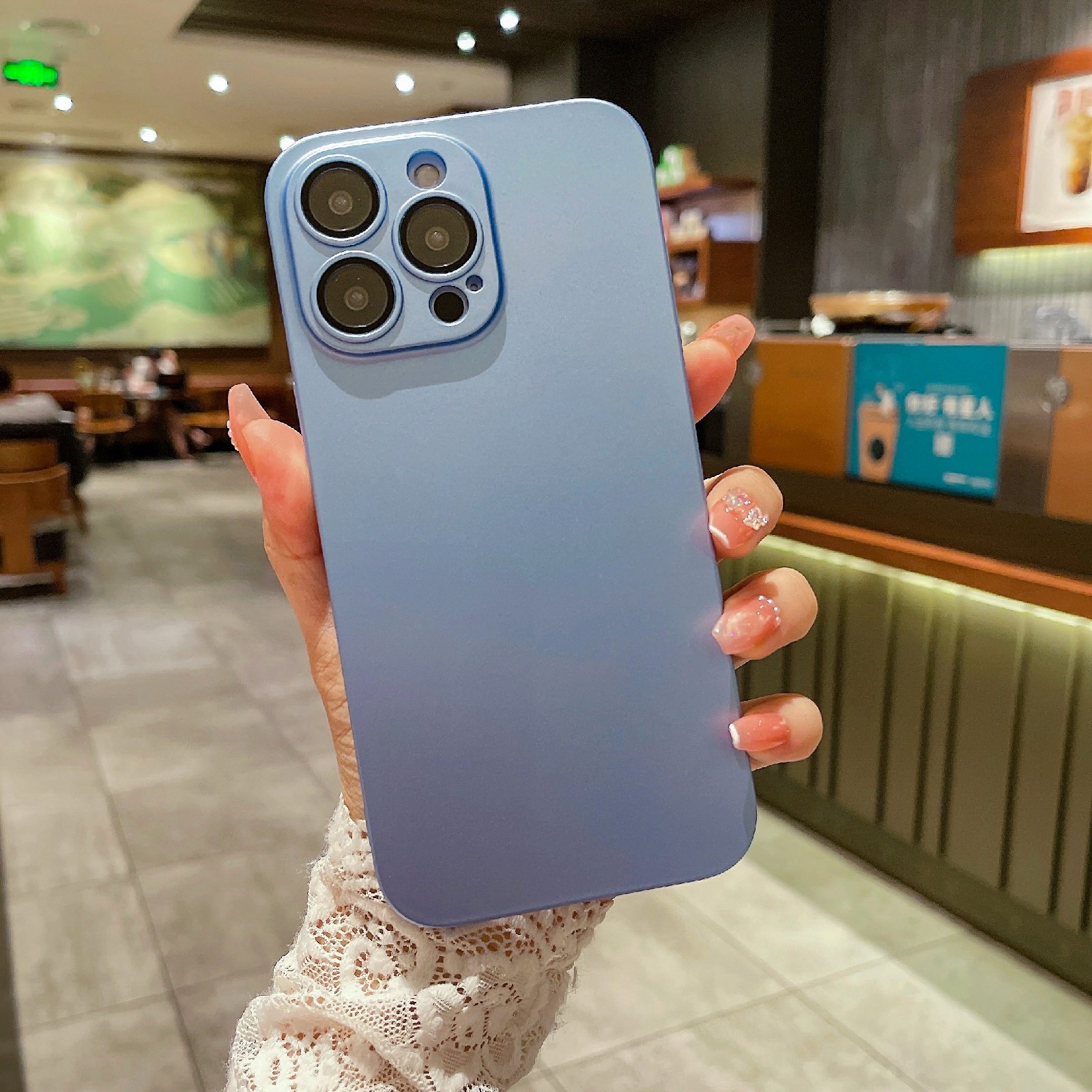 For iPhone 11 Pro Oily Feel PC Shockproof Protective Phone Case(Baby Blue) - Shopkiz.com