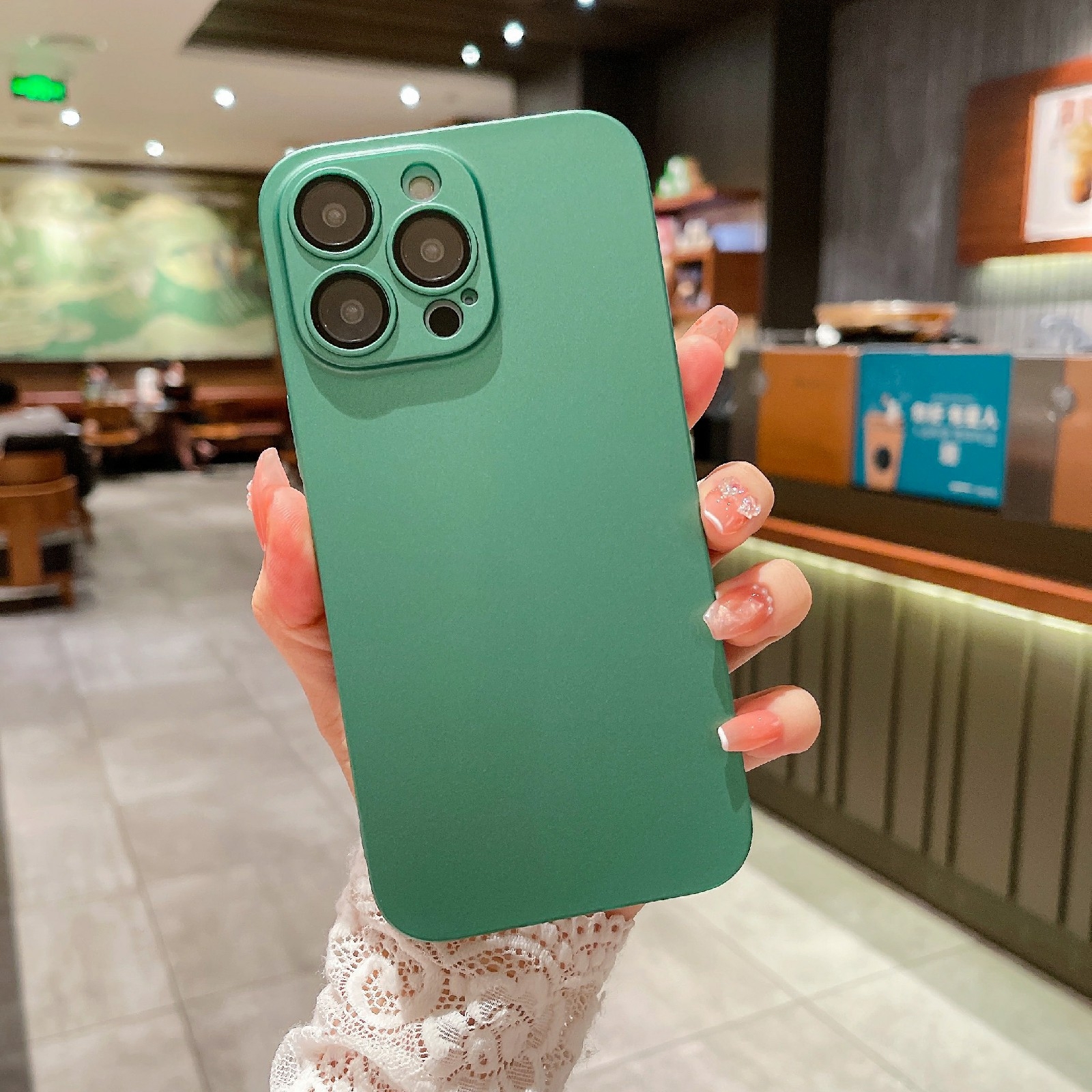 For iPhone 12 Oily Feel PC Shockproof Protective Phone Case(Green) - Shopkiz.com