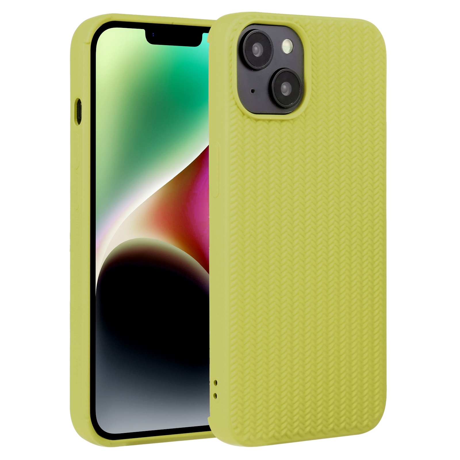 For iPhone 14 Weave Texture Silicone Phone Case(Green) - Shopkiz.com