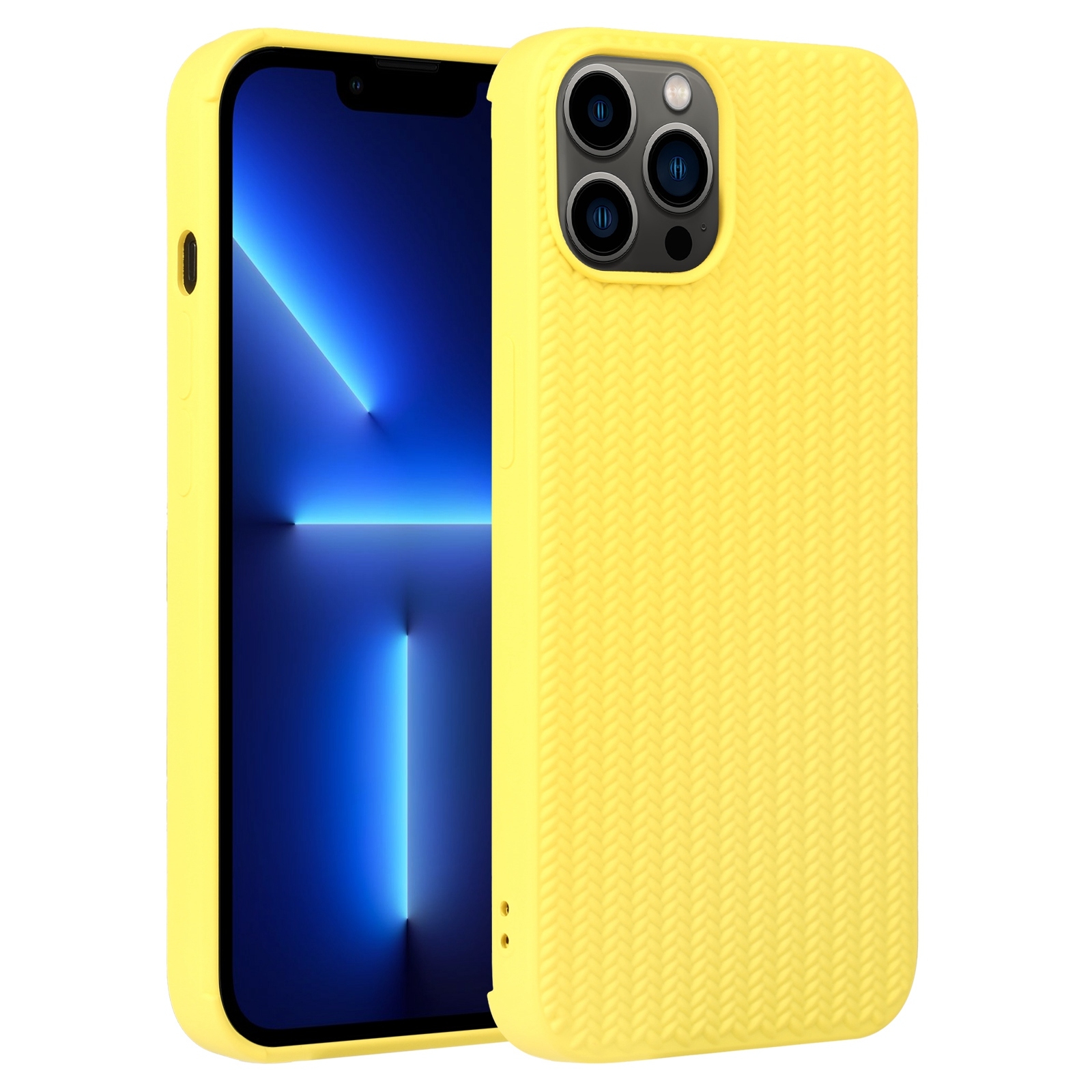 For iPhone 13 Pro Weave Texture Silicone Phone Case(Yellow) - Shopkiz.com