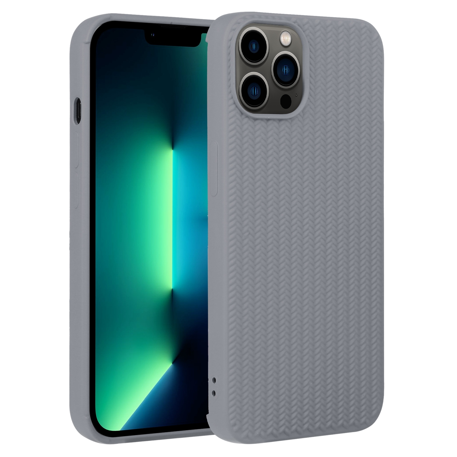 For iPhone 13 Pro Max Weave Texture Silicone Phone Case(Grey) - Shopkiz.com