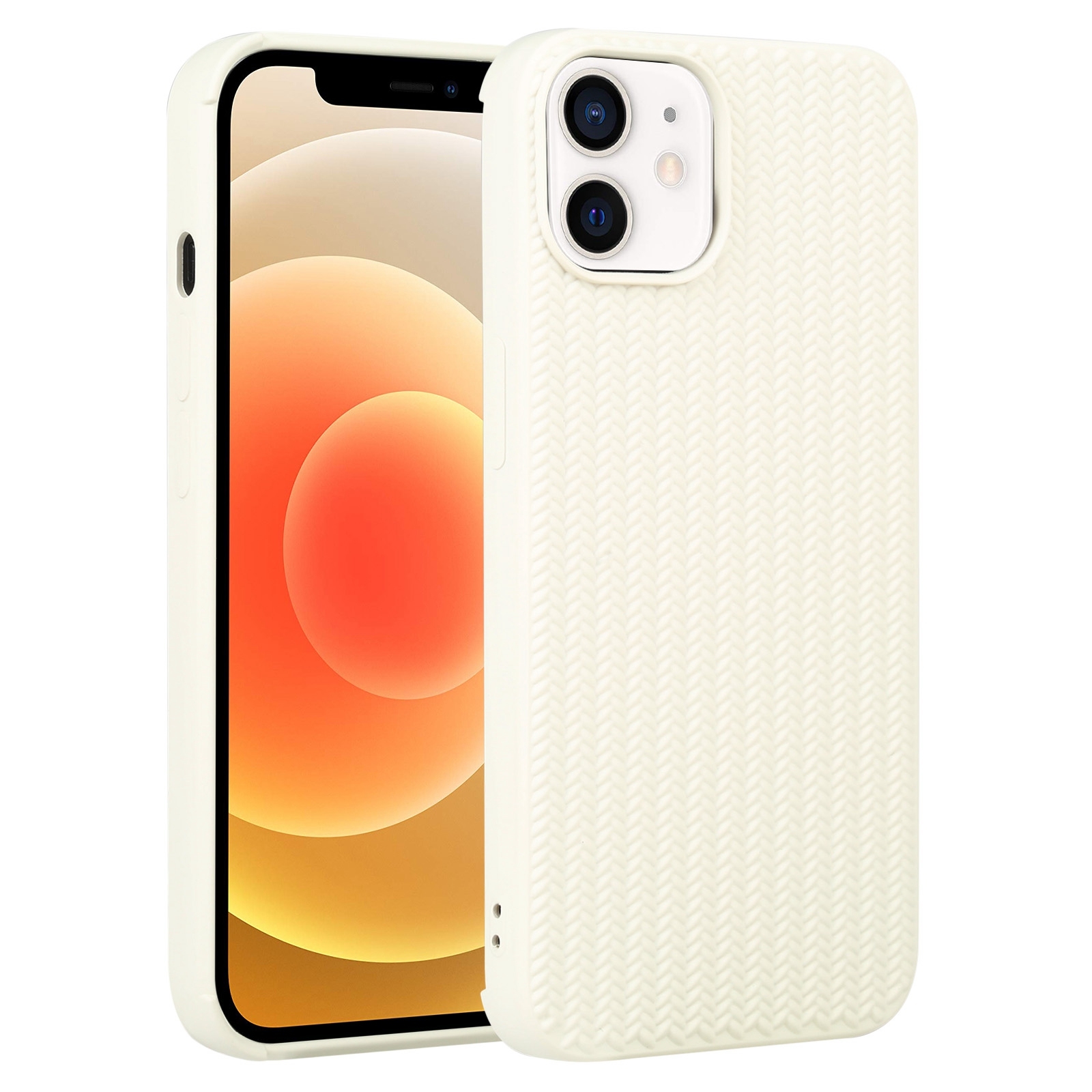 For iPhone 12 Weave Texture Silicone Phone Case(White) - Shopkiz.com