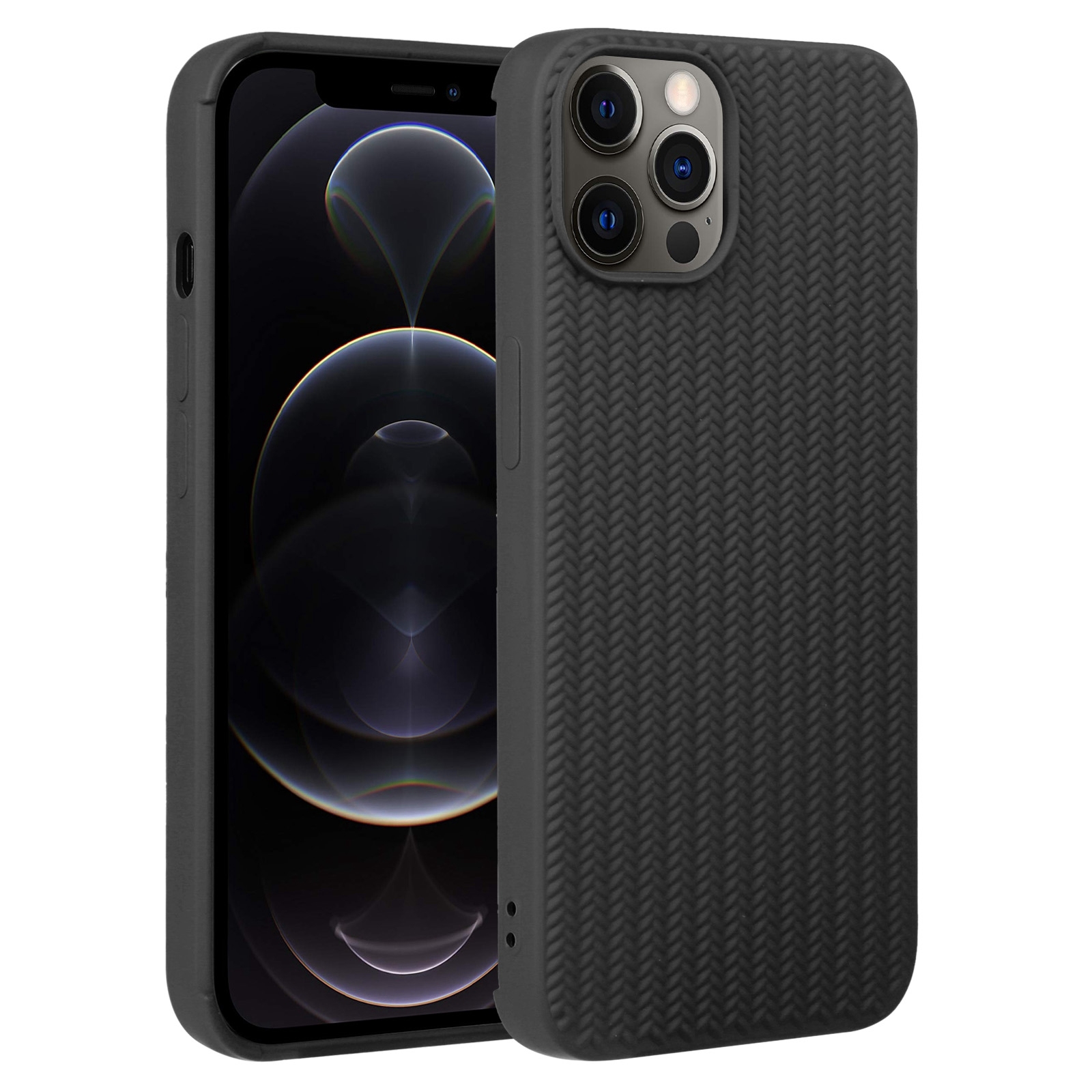 For iPhone 12 Pro Weave Texture Silicone Phone Case(Black) - Shopkiz.com