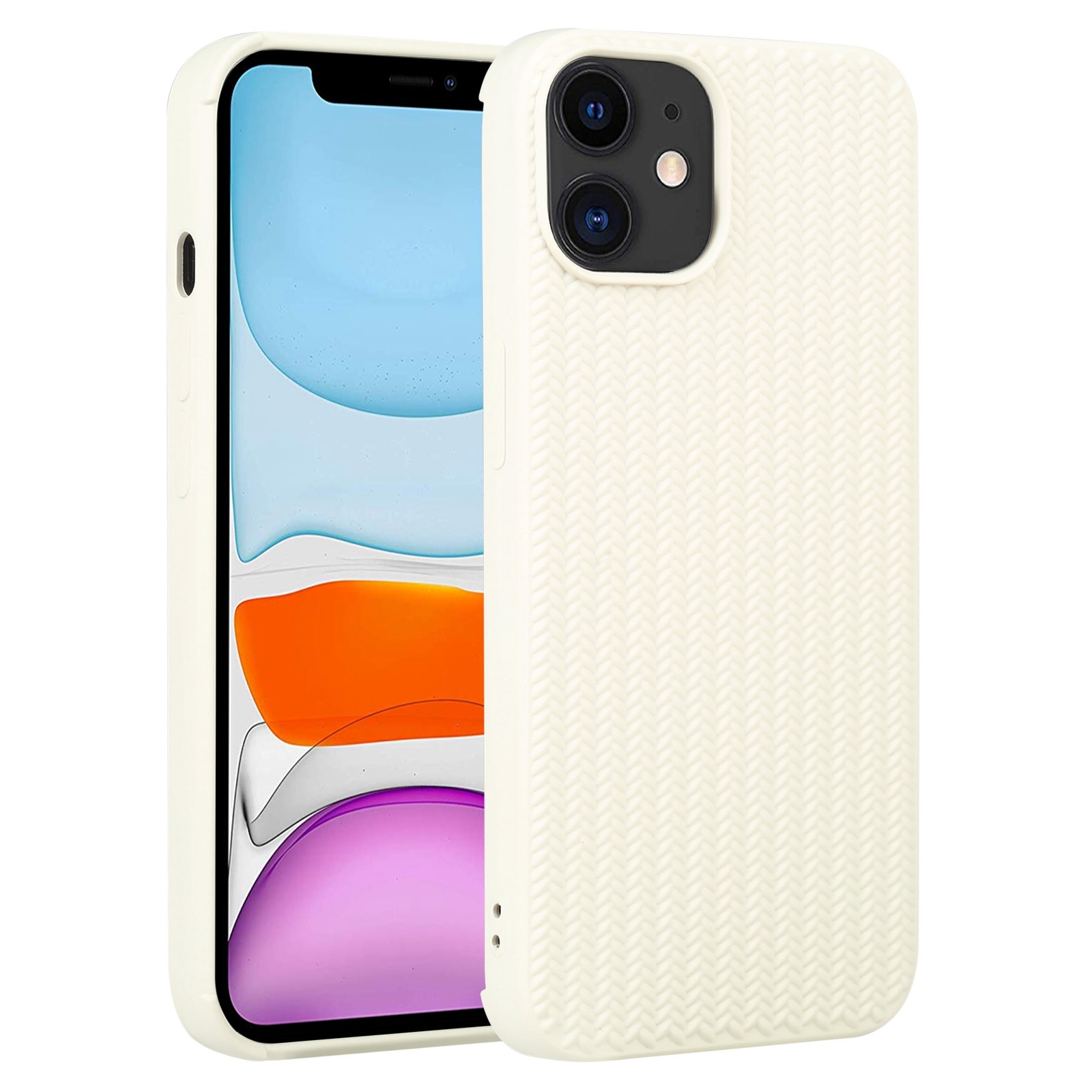 For iPhone 11 Weave Texture Silicone Phone Case(White) - Shopkiz.com