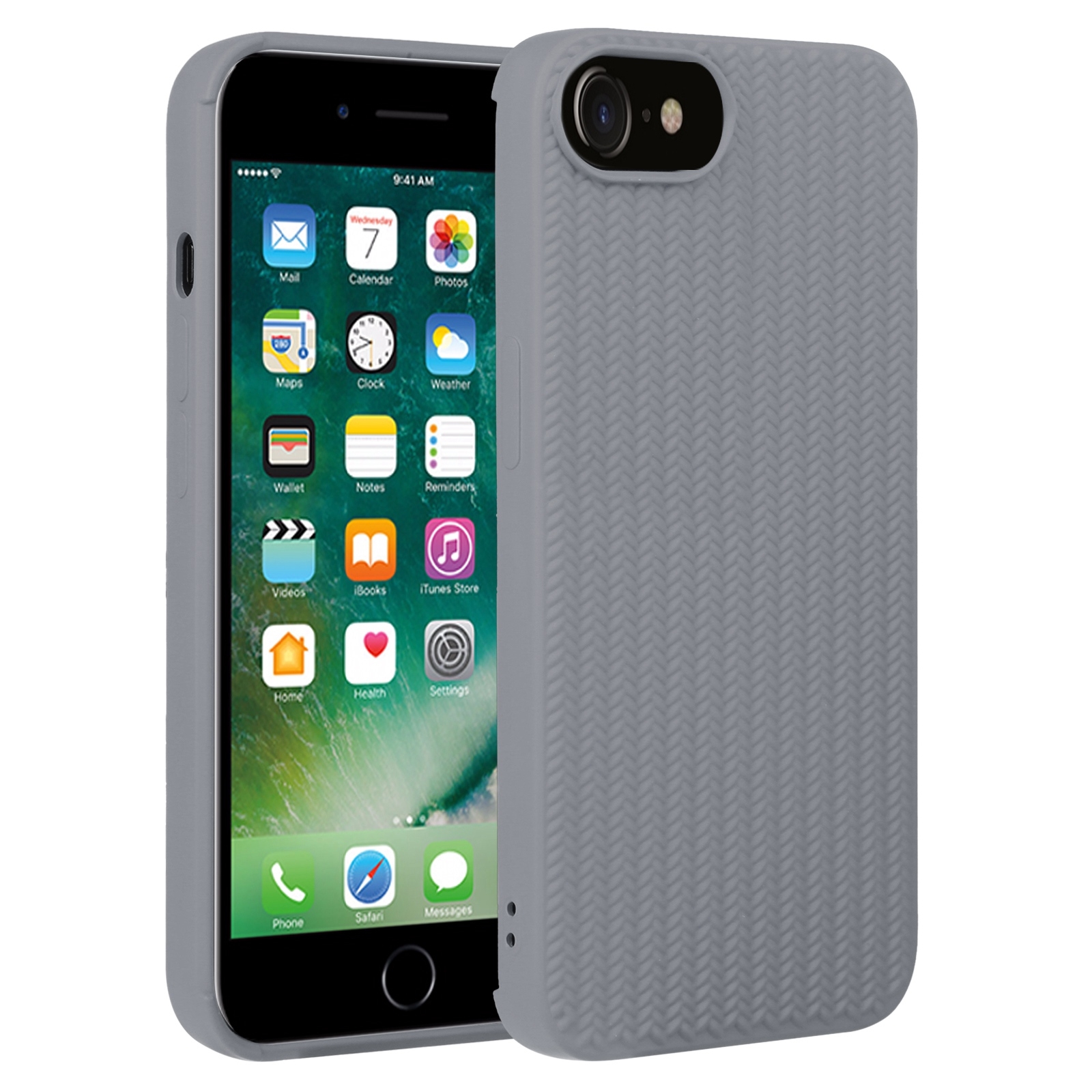 For iPhone SE 2022 / SE 2020 / 7 / 8 Weave Texture Silicone Phone Case(Grey) - Shopkiz.com