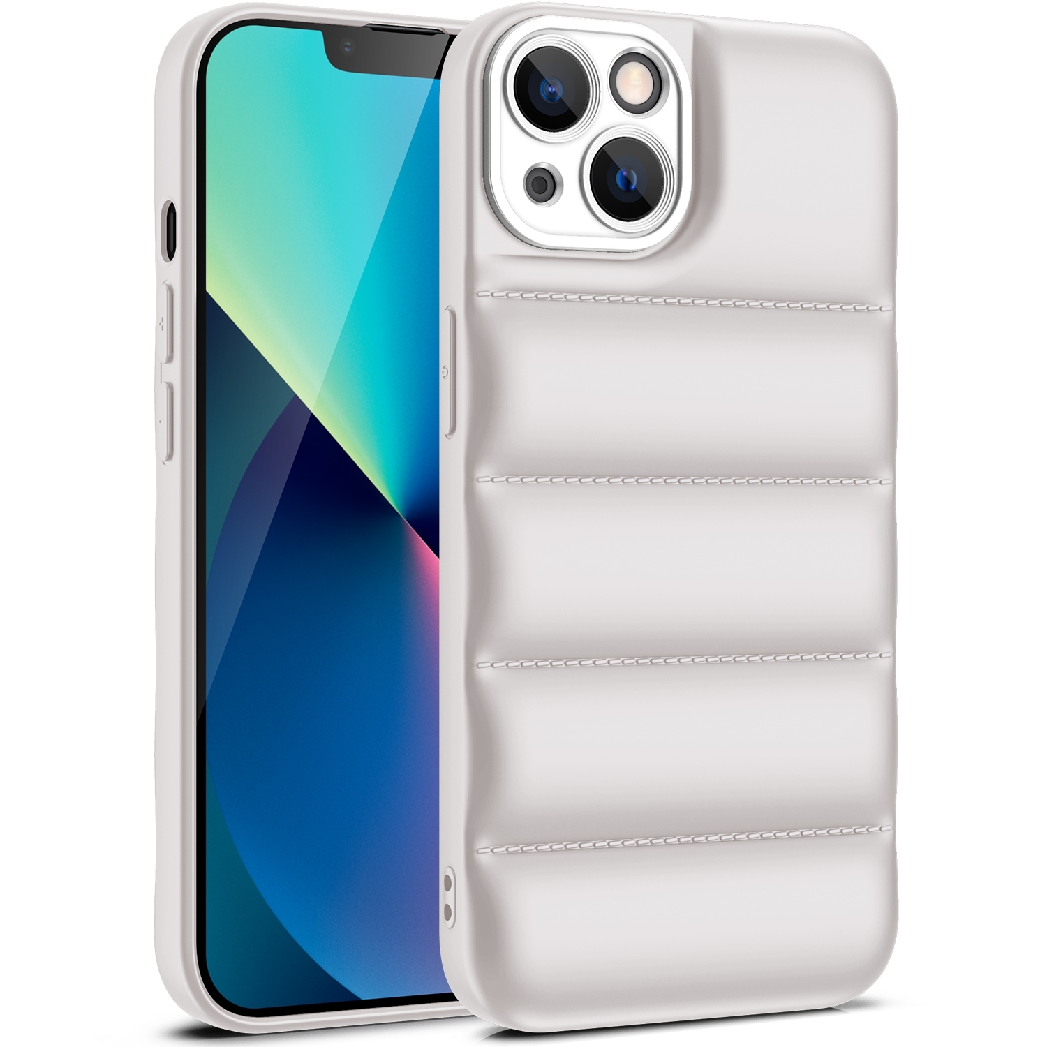 For iPhone 14 Eiderdown Airbag Shockproof Phone Case(White) - Shopkiz.com