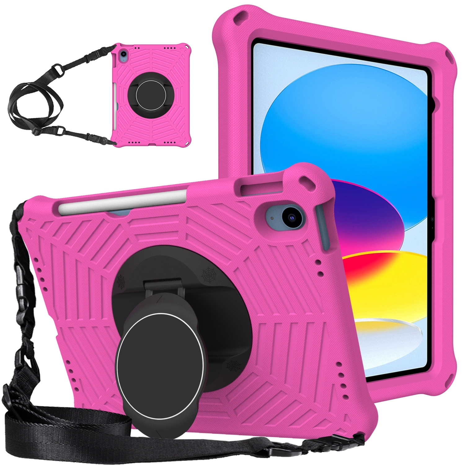 For iPad 2025 / 2022 Spider King Silicone Protective Tablet Case(Rose Red) - Shopkiz.com