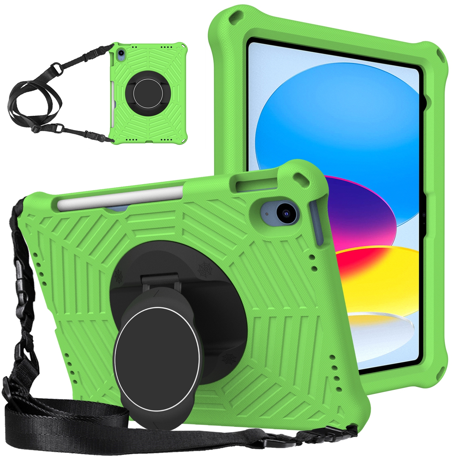 For iPad 2025 / 2022 Spider King Silicone Protective Tablet Case(Green) - Shopkiz.com