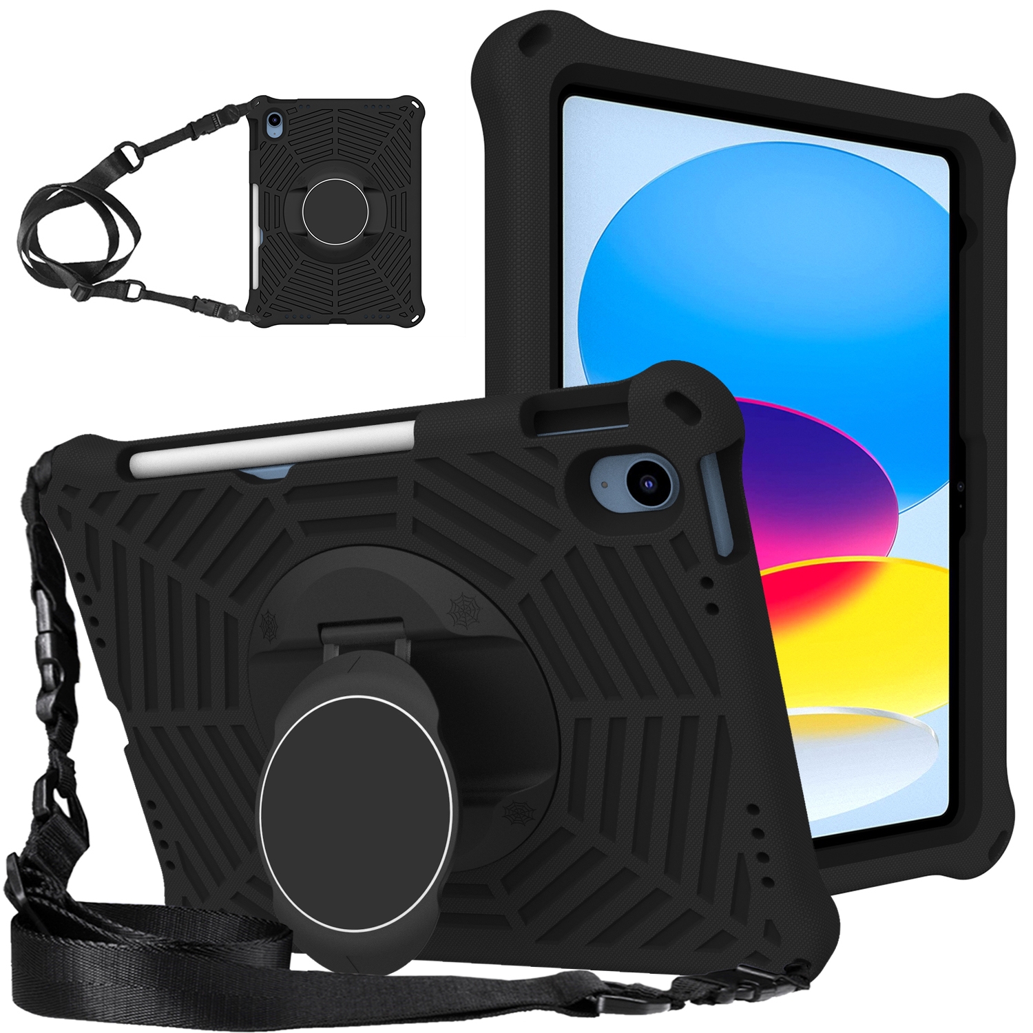 For iPad 2025 / 2022 Spider King Silicone Protective Tablet Case(Black) - Shopkiz.com