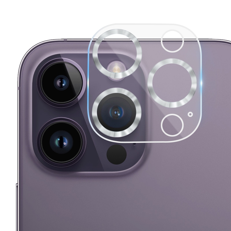For iPhone 14 Pro Max / 14 Pro Tempered Glass CD Texture Back Camera Film(Silver) - Shopkiz.com