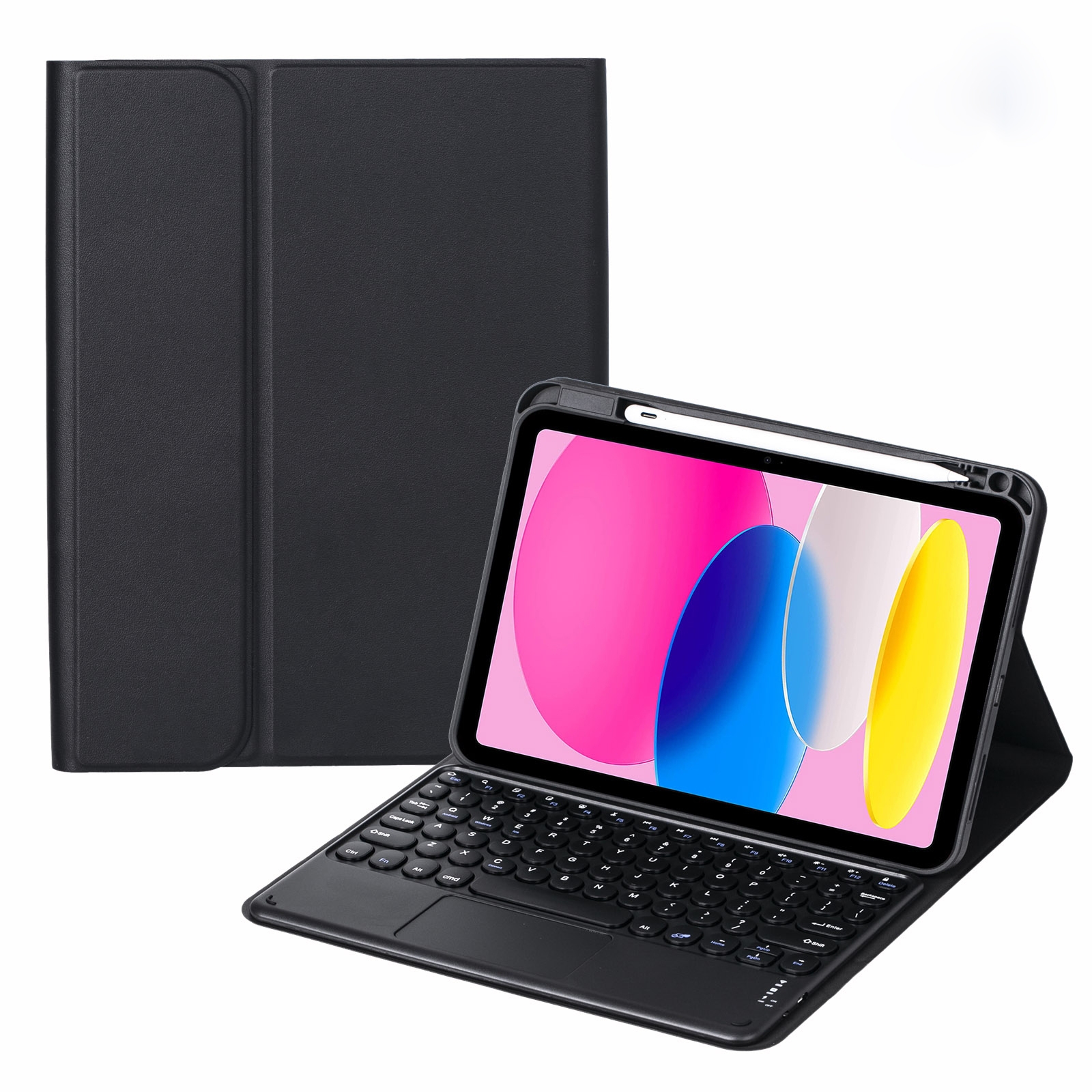 For iPad 10th Gen 10.9 2022 SA-10C Bluetooth Touch Keyboard Leather Tablet Case with Pen Slot(Black) - Shopkiz.com