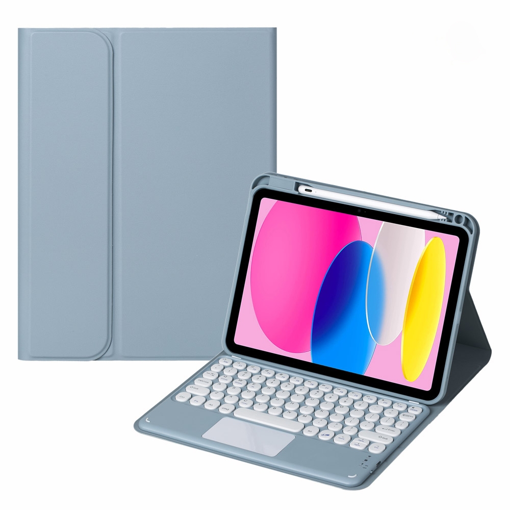 For iPad 10th Gen 10.9 2022 SA-10C Bluetooth Touch Keyboard Leather Tablet Case with Pen Slot(Blue) - Shopkiz.com