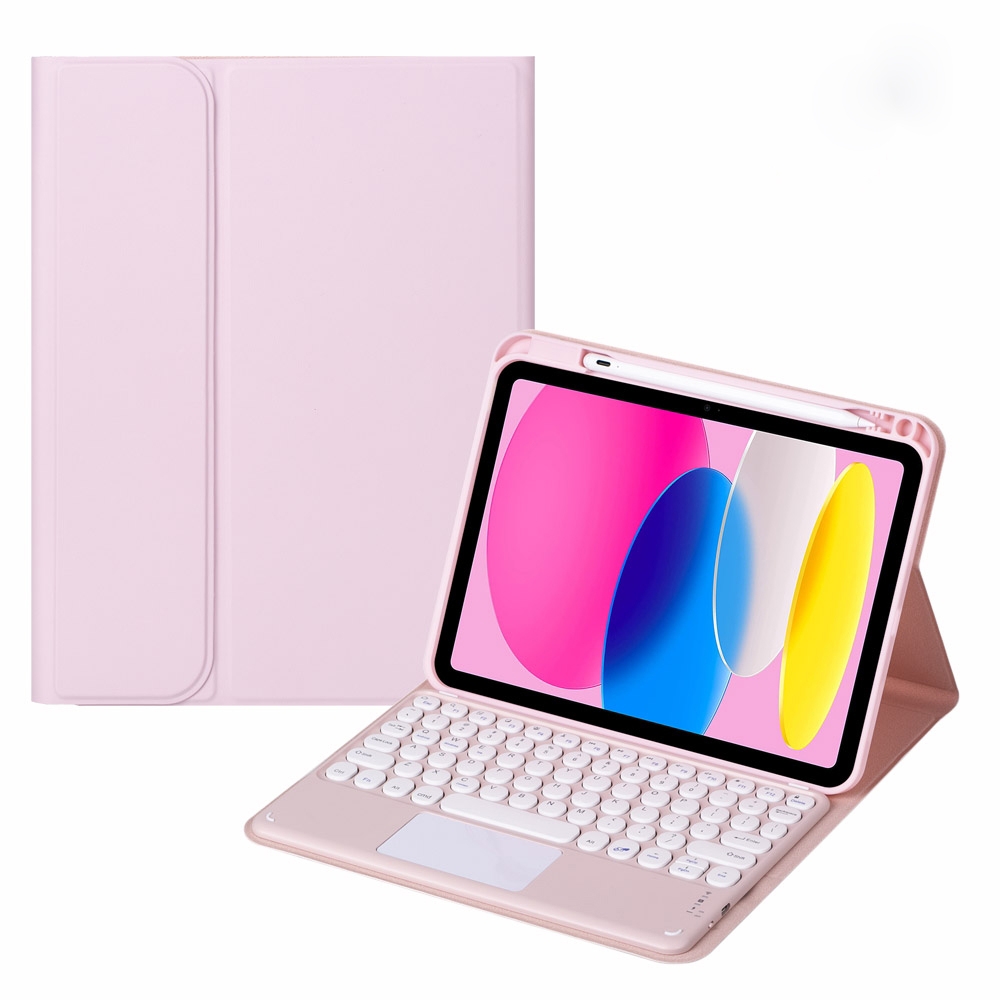 For iPad 10th Gen 10.9 2022 SA-10C Bluetooth Touch Keyboard Leather Tablet Case with Pen Slot(Pink) - Shopkiz.com