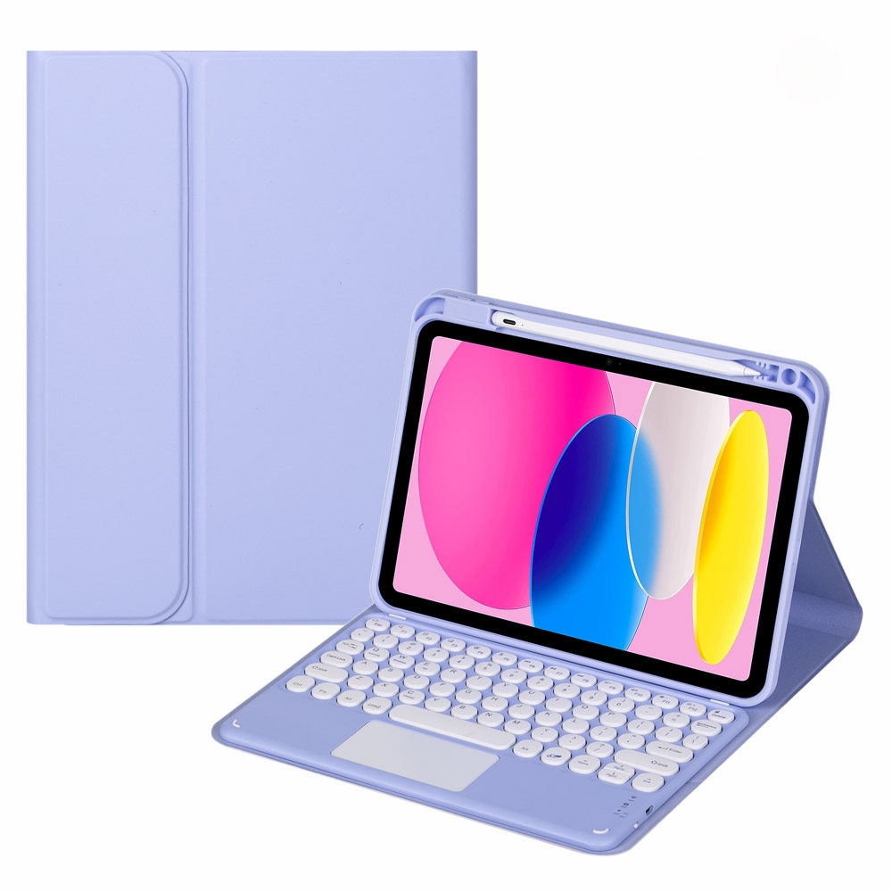 For iPad 10th Gen 10.9 2022 SA-10C Bluetooth Touch Keyboard Leather Tablet Case with Pen Slot(Purple) - Shopkiz.com