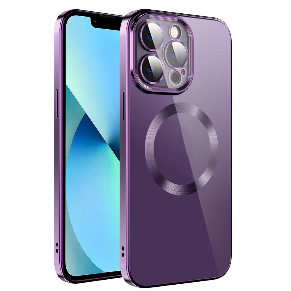 For iPhone 13 Pro Max Electroplating MagSafe TPU Phone Case with Lens Film(Deep Purple) - Shopkiz.com