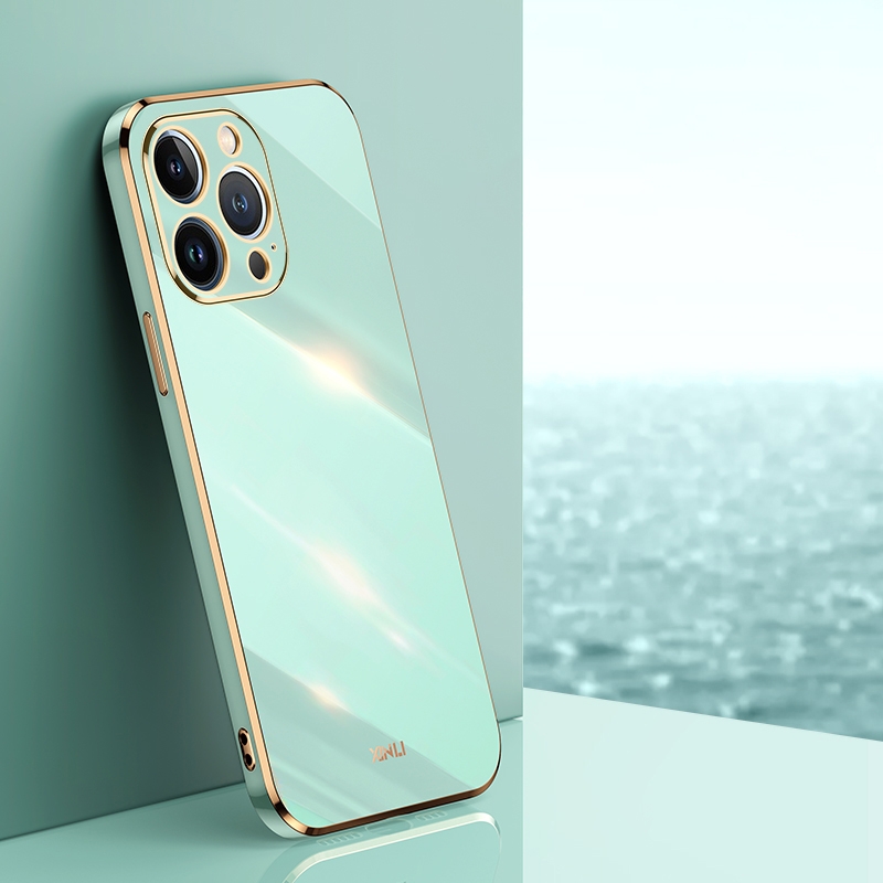 For iPhone 14 Pro XINLI Straight Edge 6D Electroplate TPU Phone Case(Mint Green) - Shopkiz.com
