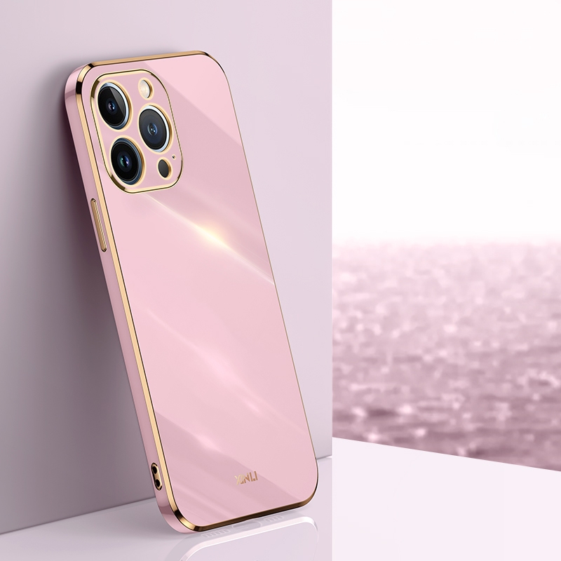 For iPhone 14 Pro Max XINLI Straight Edge 6D Electroplate TPU Phone Case(Cherry Purple) - Shopkiz.com