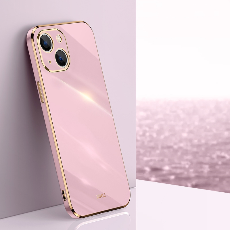 For iPhone 13 XINLI Straight Edge 6D Electroplate TPU Phone Case(Cherry Purple) - Shopkiz.com