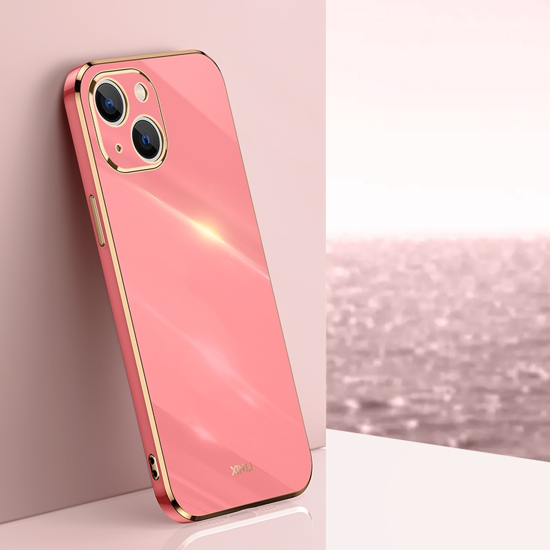 For iPhone 13 XINLI Straight Edge 6D Electroplate TPU Phone Case(Hawthorn Red) - Shopkiz.com