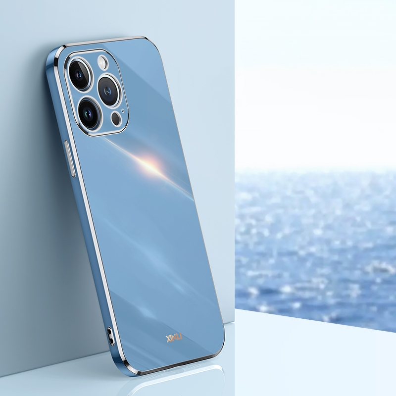 For iPhone 13 Pro XINLI Straight Edge 6D Electroplate TPU Phone Case(Celestial Blue) - Shopkiz.com