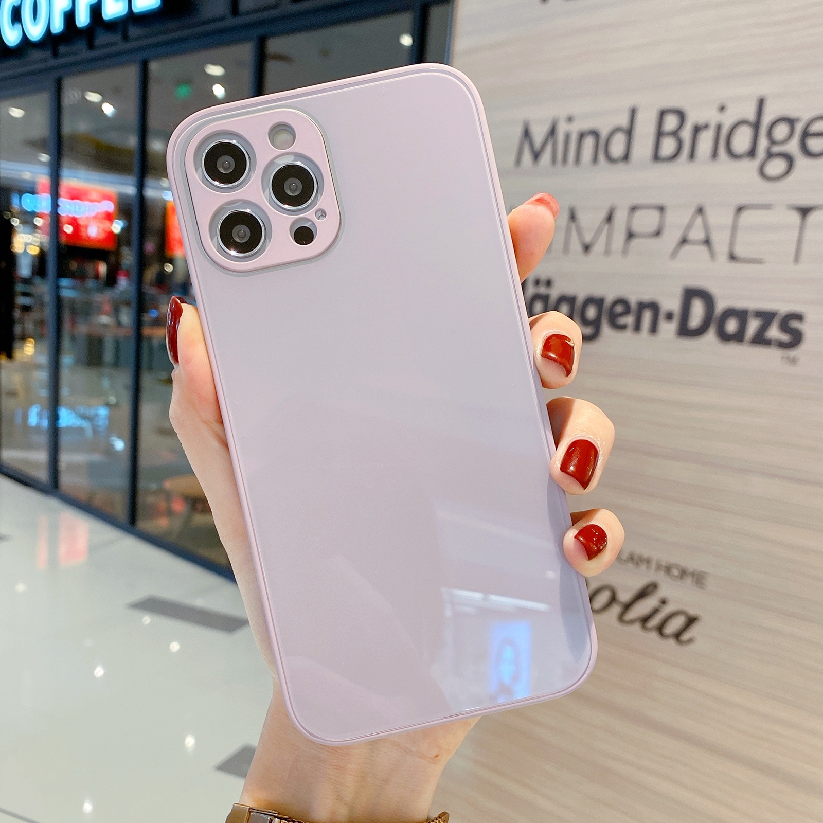 For iPhone 11 Solid Color Tempered Glass Phone Case(Light Purple) - Shopkiz.com