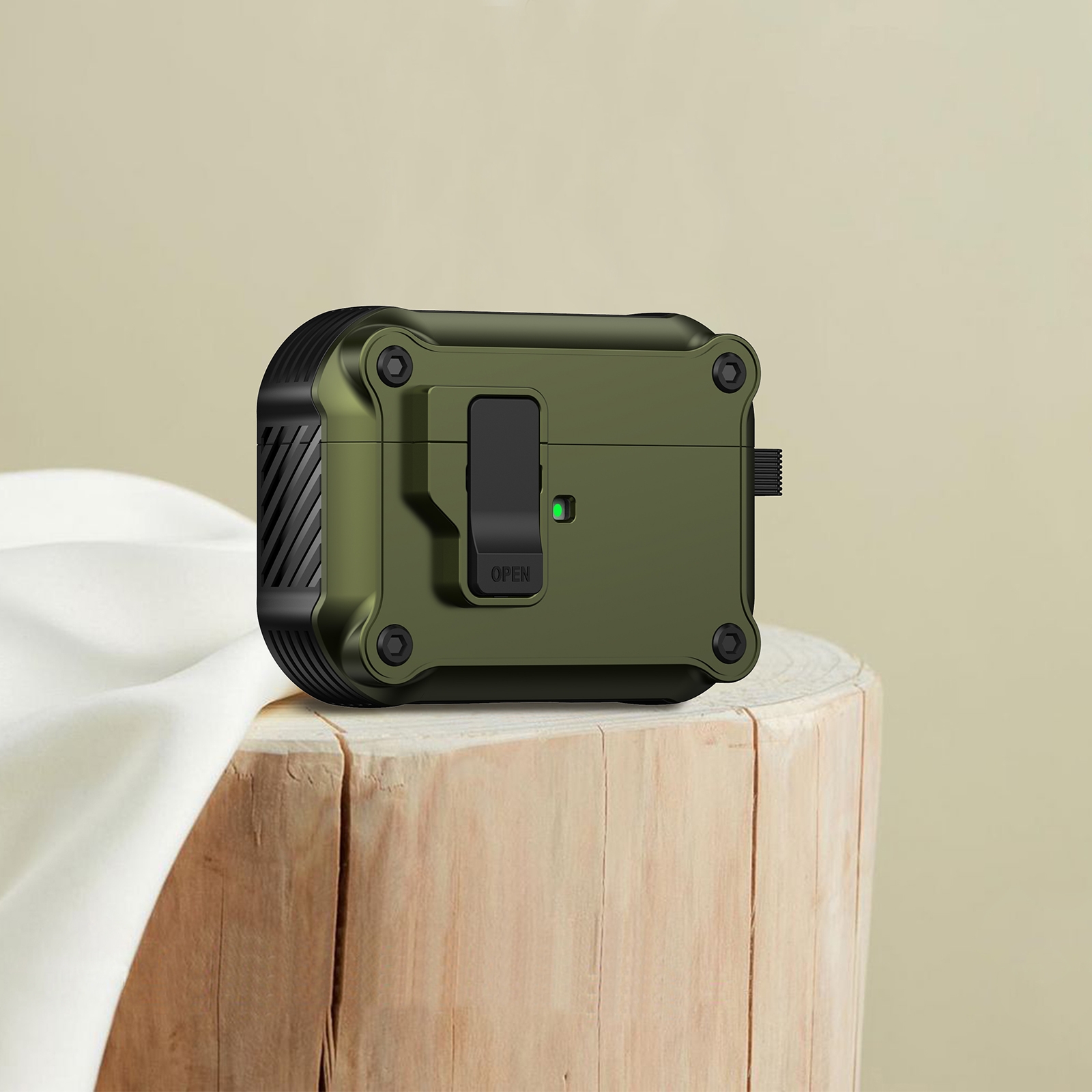 For AirPods Pro 2 Eagle Shockproof Earphone Protective Case with Switch(Army Green) - Shopkiz.com