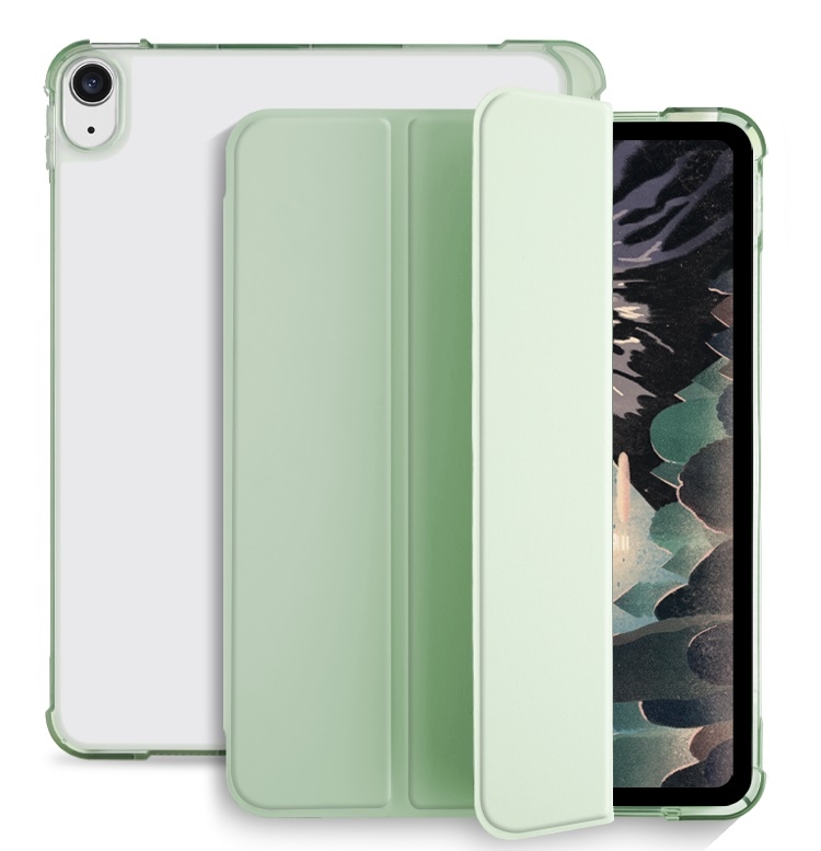 For iPad Air 2020 / 2022 10.9 3-fold Shockproof Smart Leather Tablet Case(Green)