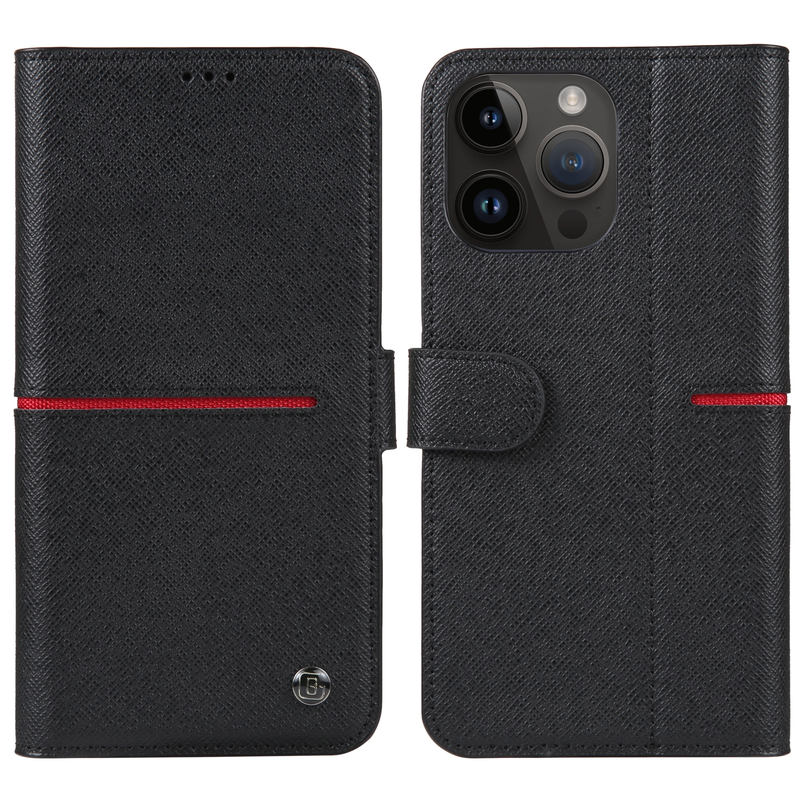 For iPhone 14 Pro GEBEI Top-grain Horizontal Flip Leather Phone Case(Black) - Shopkiz.com