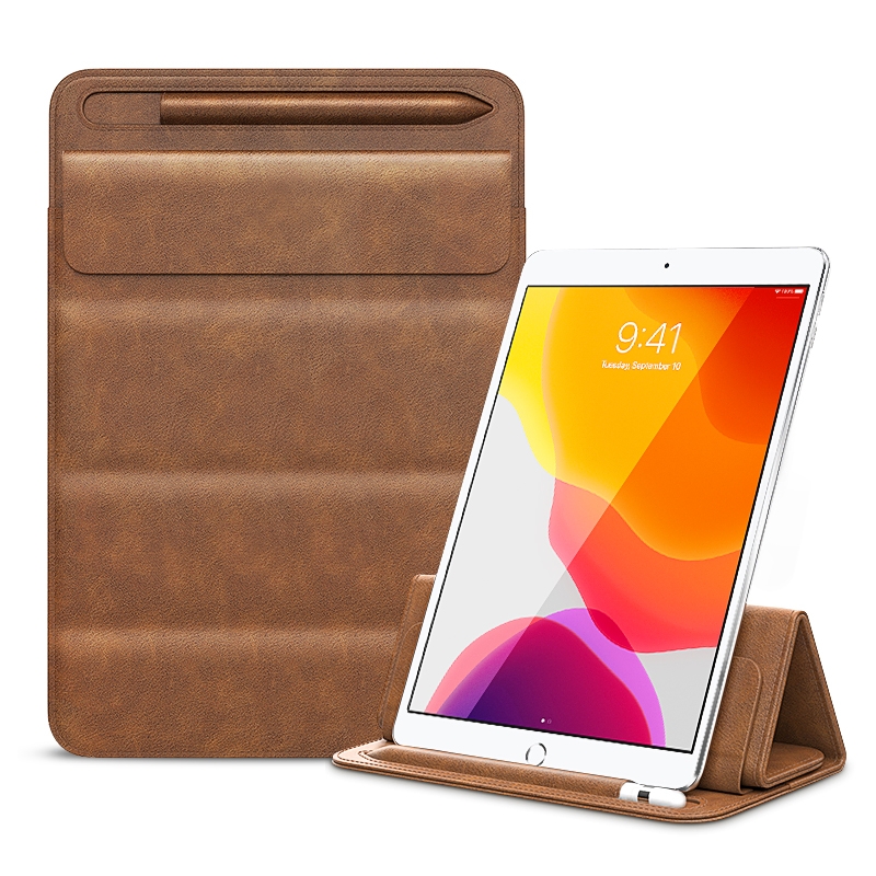 3-fold Stand Magnetic Tablet Sleeve Case Liner Bag For iPad 9.7 / 10.2 / 10.5 / 10.9 / 11 inch(Light Brown) - Shopkiz.com