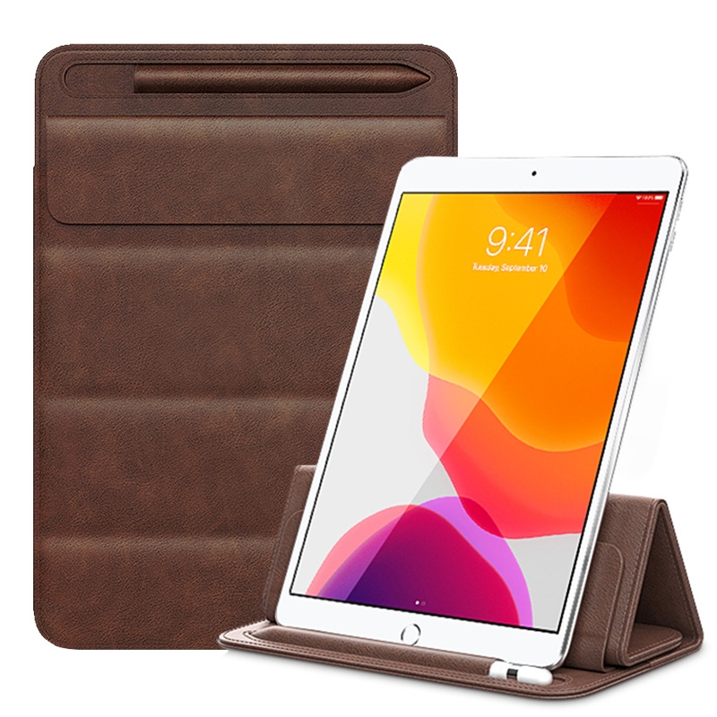 3-fold Stand Magnetic Tablet Sleeve Case Liner Bag For iPad 9.7 / 10.2 / 10.5 / 10.9 / 11 inch(Dark Brown) - Shopkiz.com