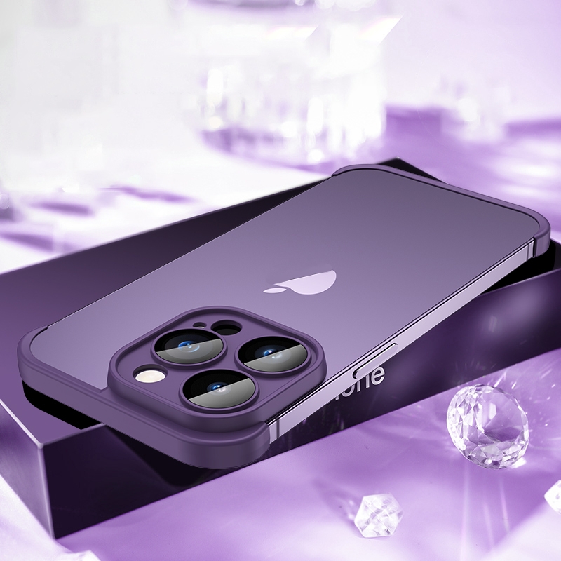 For iPhone 14 Pro Max Four Corners + Camera TPU Phone Protective Frame(Purple) - Shopkiz.com