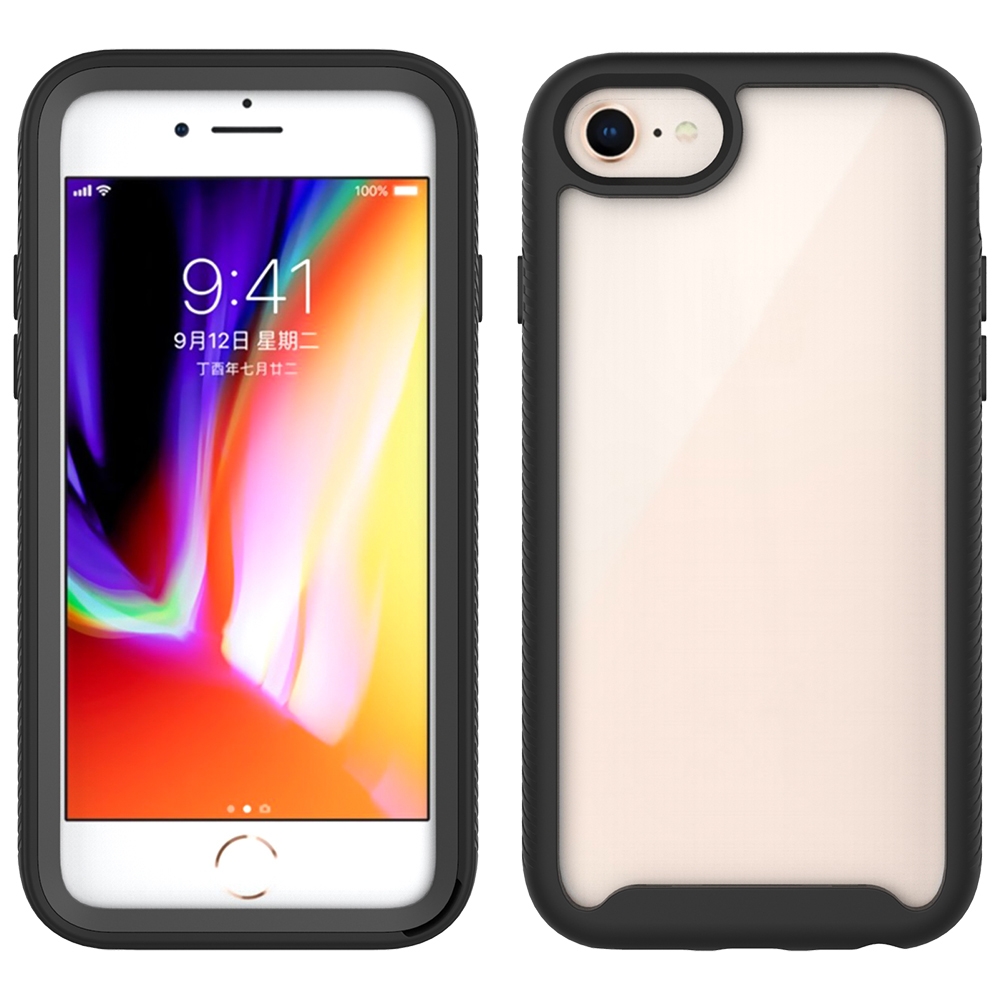 For iPhone SE 2022 / SE 2020 / 8 / 7 Starry Sky Solid Color Series Shockproof PC + TPU Protective Case(Black) - Shopkiz.com