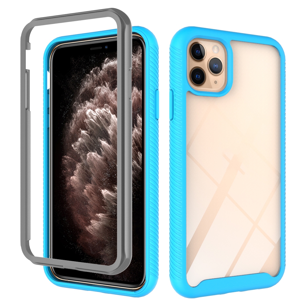 For iPhone 11 Pro Max Starry Sky Solid Color Series Shockproof PC + TPU Protective Case(Light Blue) - Shopkiz.com