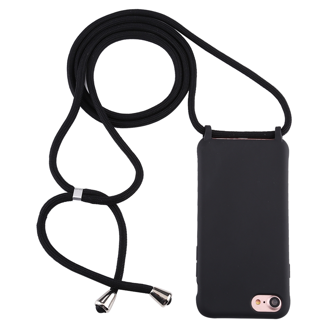 For iPhone 6s / 6 Candy Color TPU Protective Case with Lanyard(Black) - Shopkiz.com
