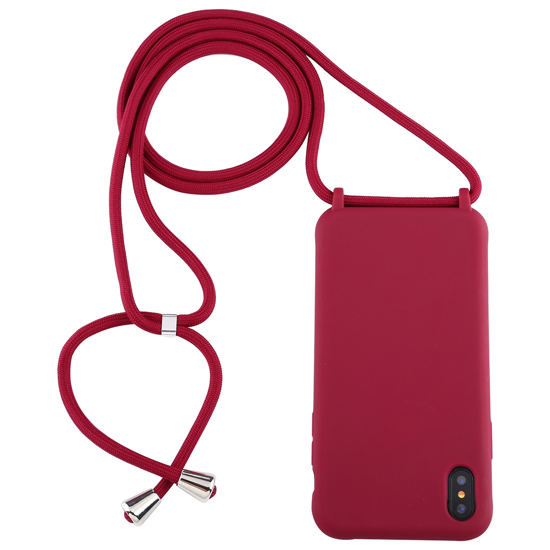 For iPhone X / XS Candy Color TPU Protective Case with Lanyard(Red) - Shopkiz.com