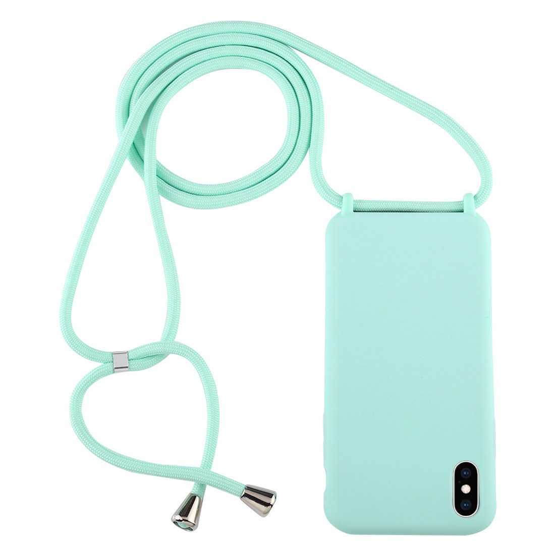 For iPhone XS Max Candy Color TPU Protective Case with Lanyard(Mint Green) - Shopkiz.com