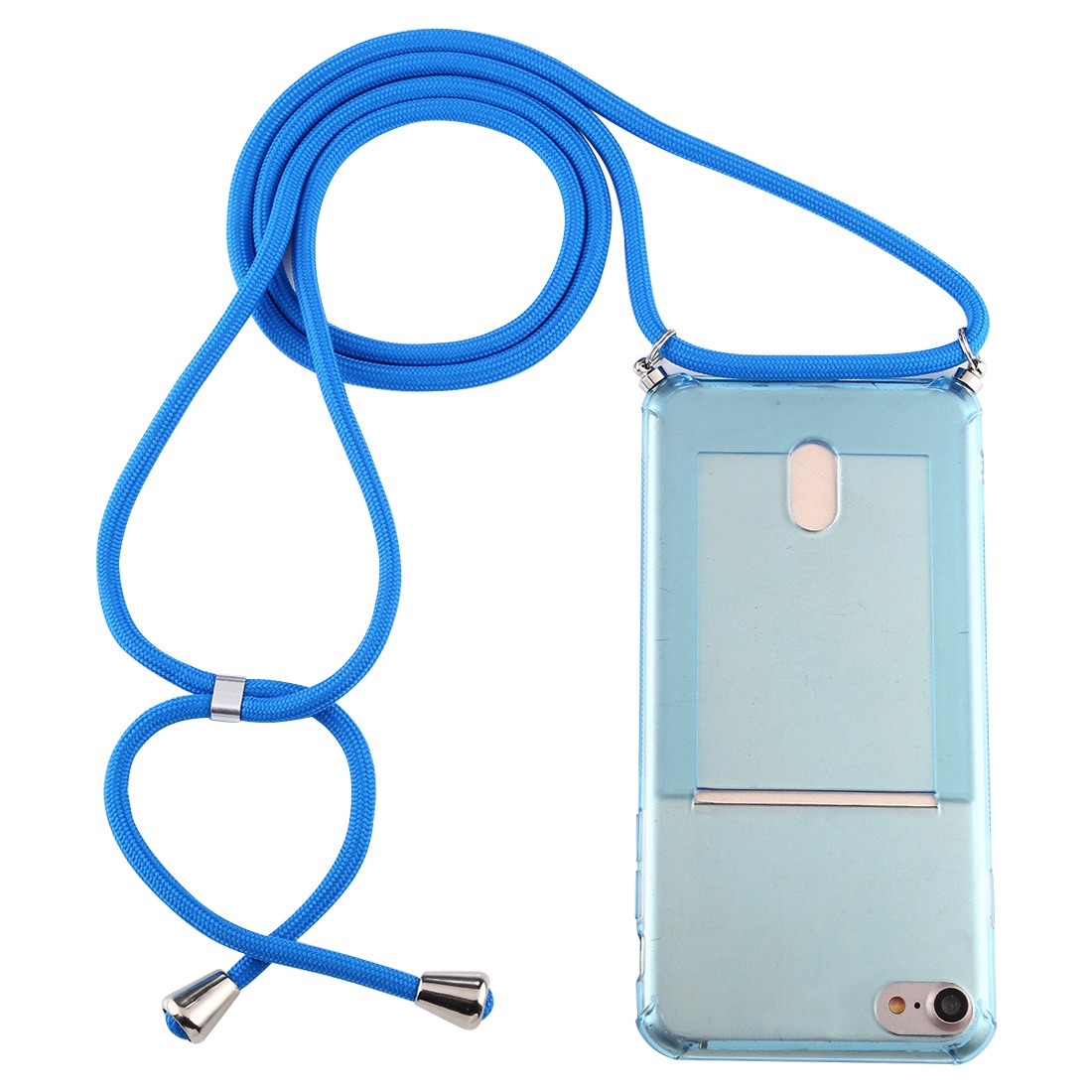 For iPhone 6s / 6 Transparent TPU Protective Case with Lanyard & Card Slot(Blue) - Shopkiz.com