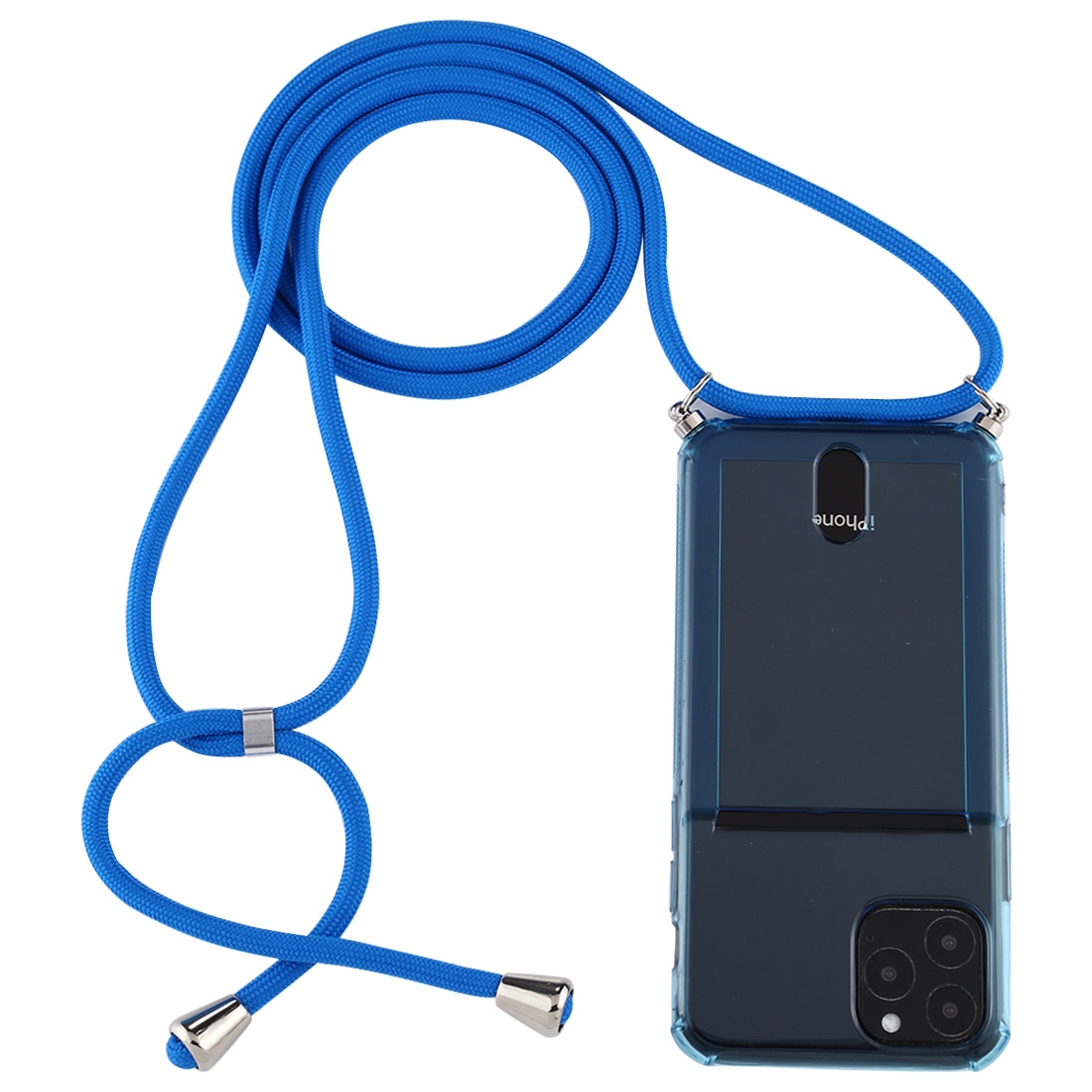 For iPhone 11 Pro Max Transparent TPU Protective Case with Lanyard & Card Slot(Blue) - Shopkiz.com