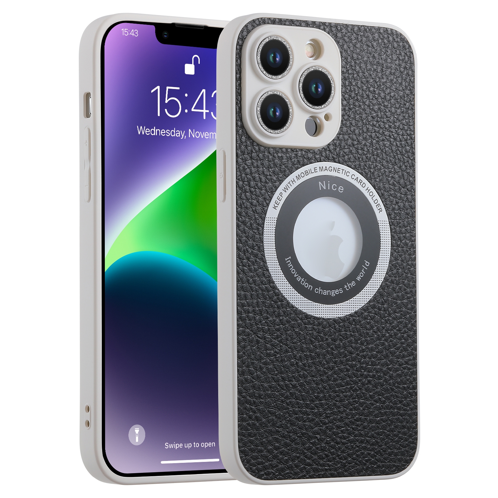 For iPhone 12 Pro Glitter Lens MagSafe Magnetic Phone Case(Black) - Shopkiz.com