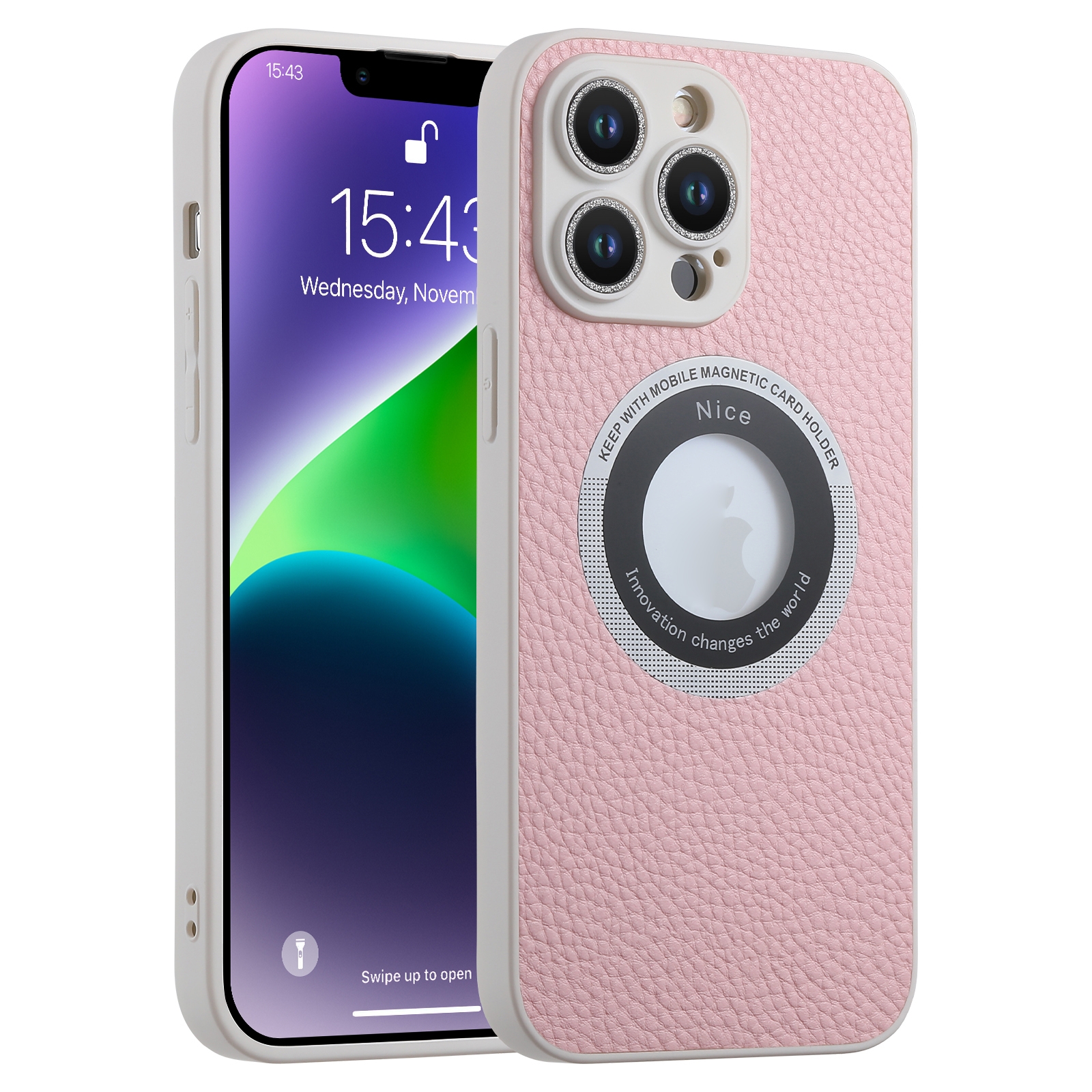 For iPhone 11 Pro Max Glitter Lens MagSafe Magnetic Phone Case(Pink) - Shopkiz.com