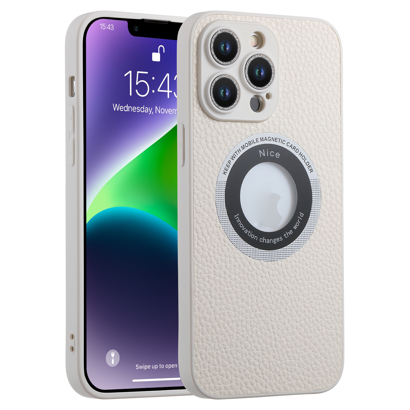 For iPhone 11 Pro Max Glitter Lens MagSafe Magnetic Phone Case(White) - Shopkiz.com