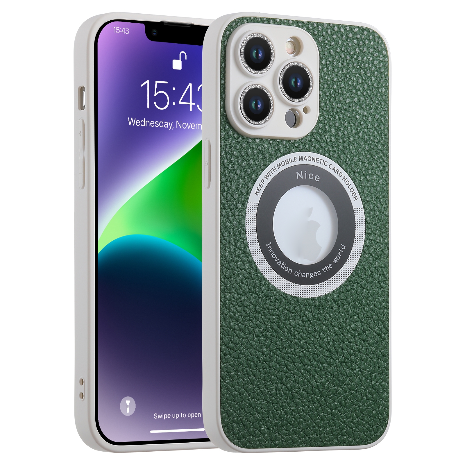 For iPhone 11 Glitter Lens MagSafe Magnetic Phone Case(Green) - Shopkiz.com