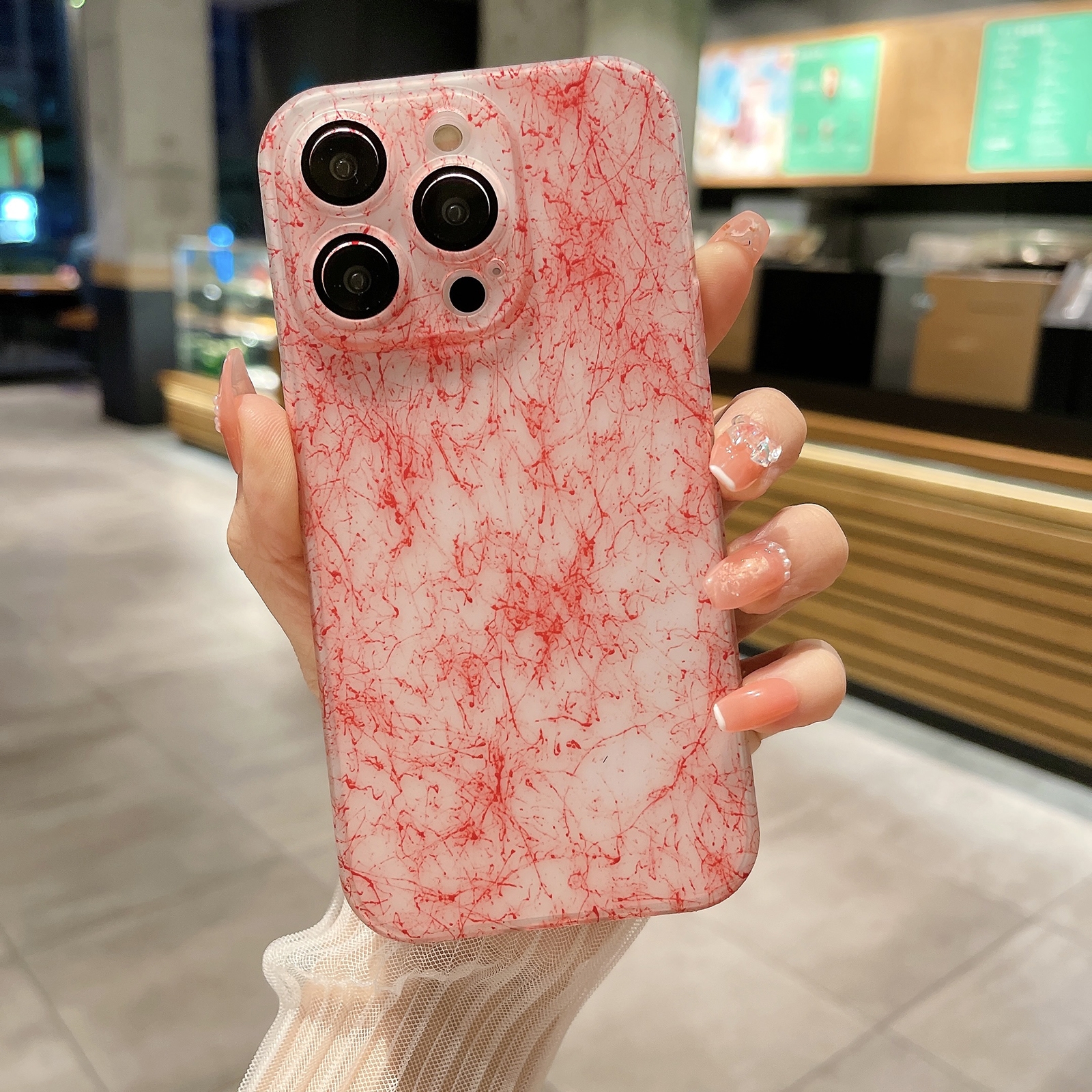 For iPhone 12 Silk Ink Pattern PC Phone Case(Red) - Shopkiz.com